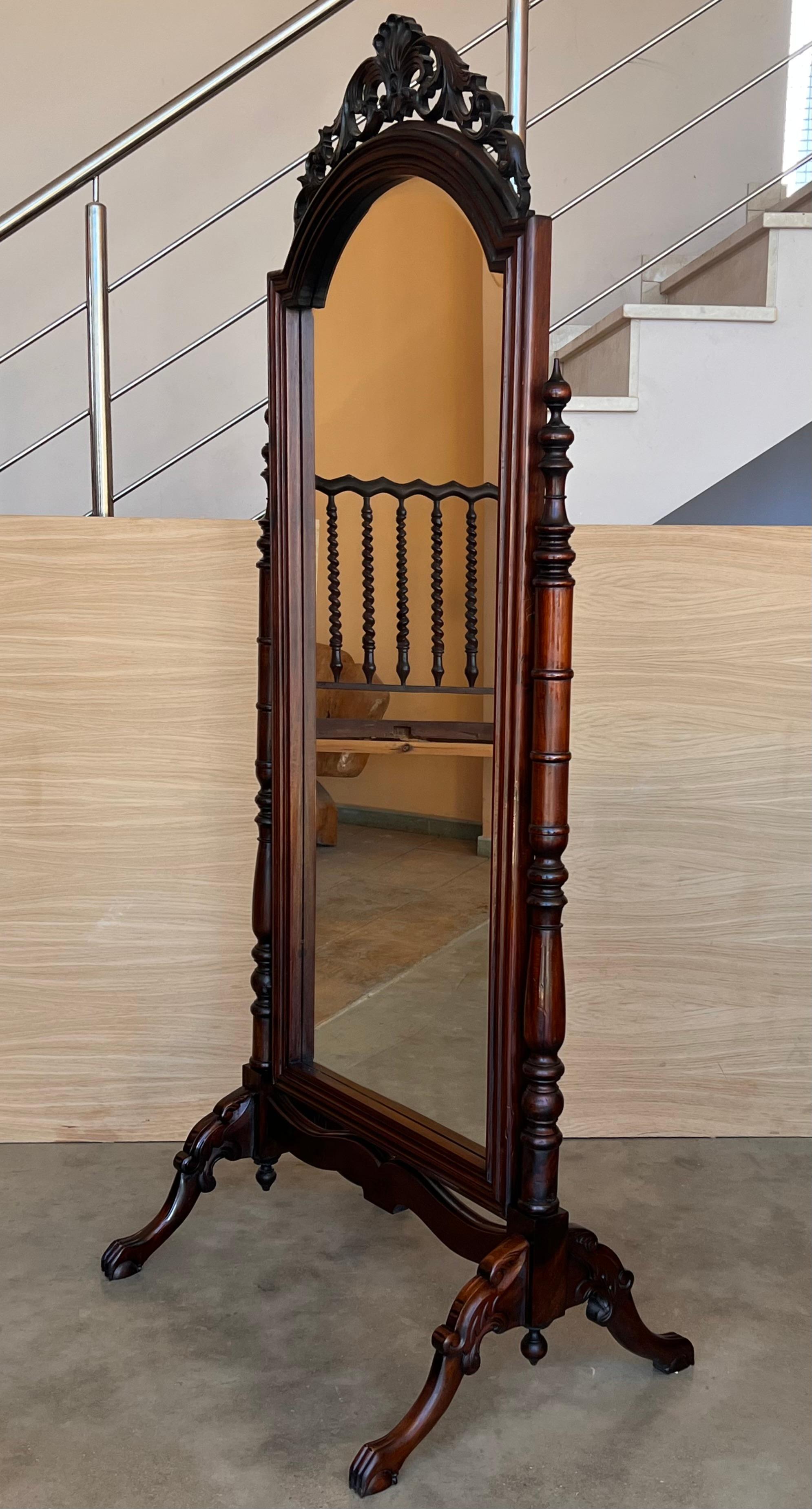 19th Century French Napoleon III Cheval Mirror In Good Condition In Miami, FL