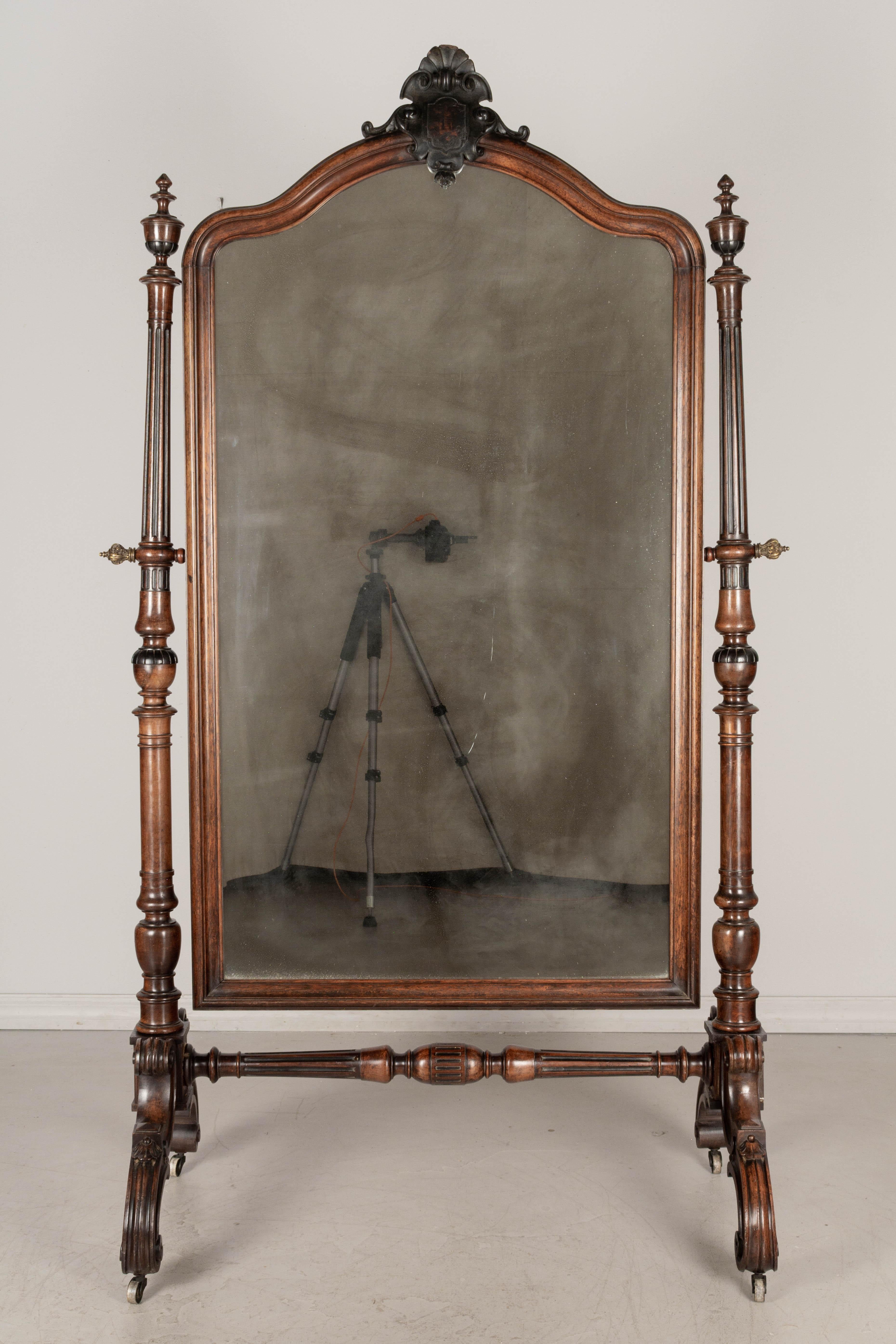 19th Century French Napoleon III Cheval Mirror In Good Condition For Sale In Winter Park, FL
