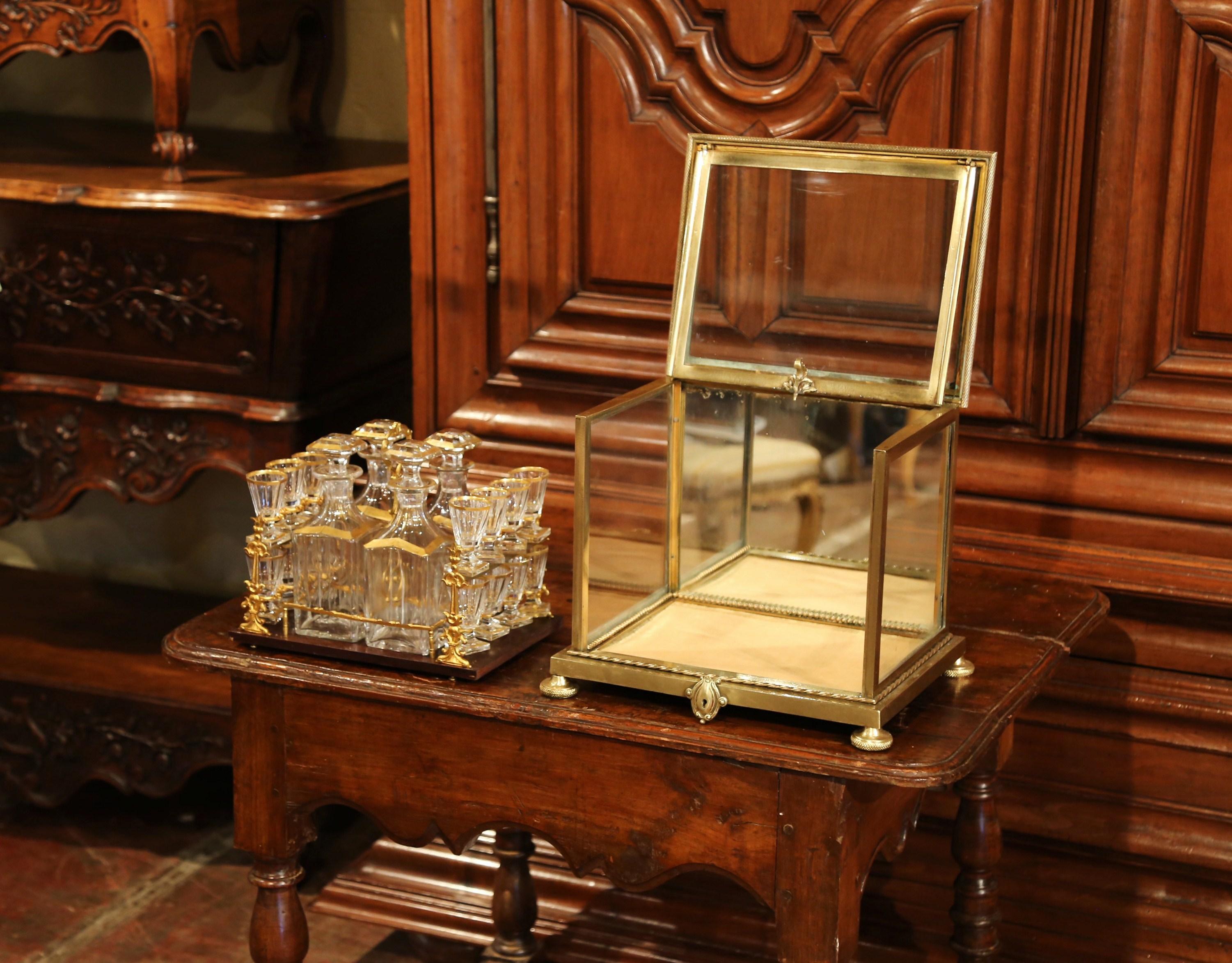 19th Century French Napoleon III Complete Gilt Bronze and Glass Liquor Box 2