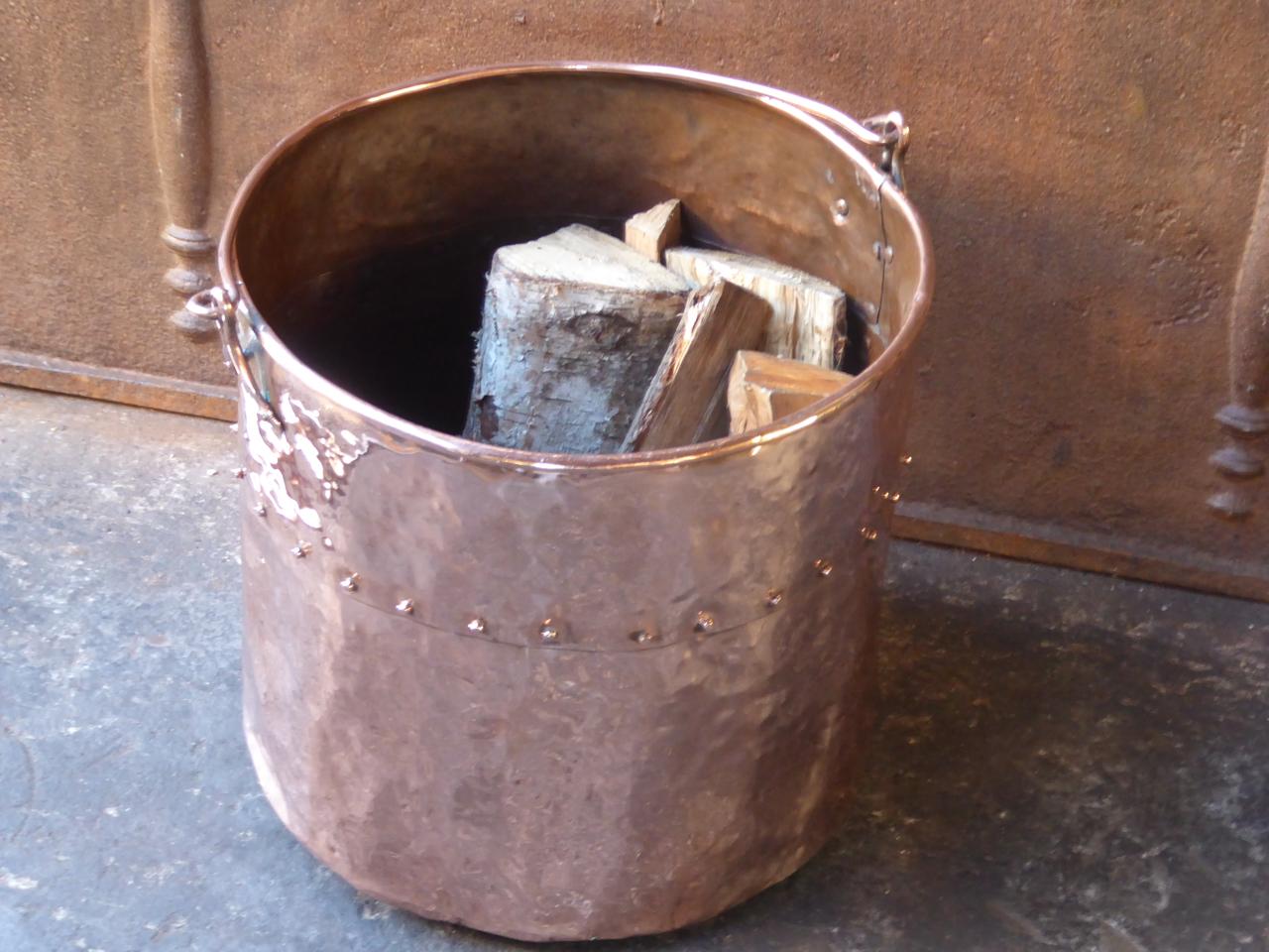 19th Century French Napoleon III Copper Log Holder or Log Basket 5