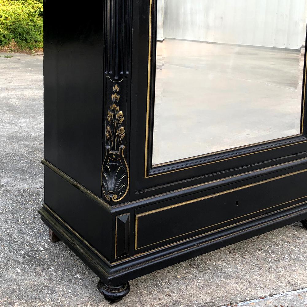 19th Century French Napoleon III Ebonized Armoire 5