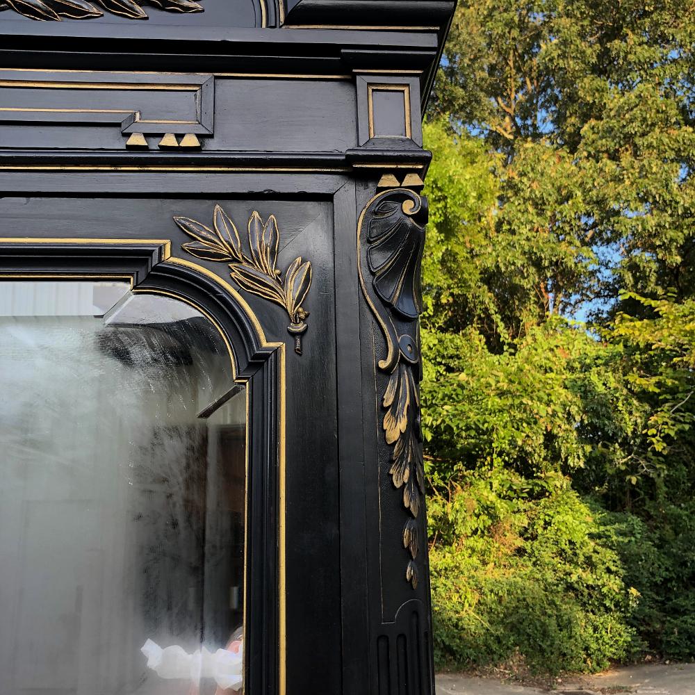 19th Century French Napoleon III Ebonized Armoire 4