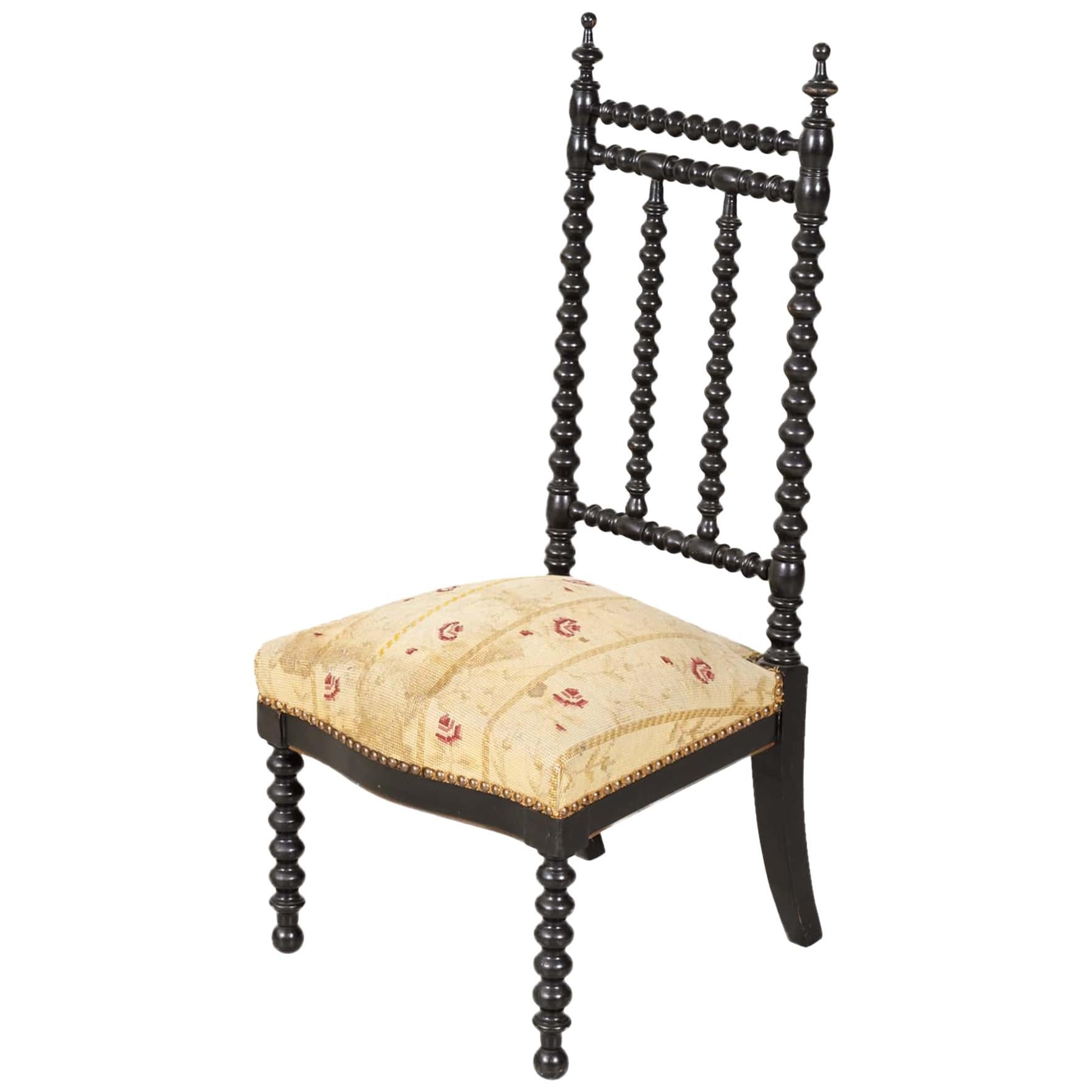19th Century French Napoleon III Ebonized Bobbin Nursing Chair