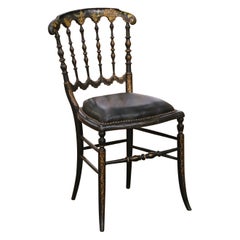 19th Century French Napoleon III Ebonized Chinoiserie Side Chair