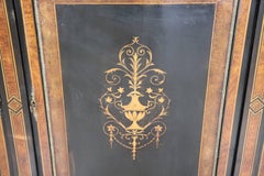 19th Century French Napoleon III Ebonized Inlay Wood Cabinet with Vetrine
