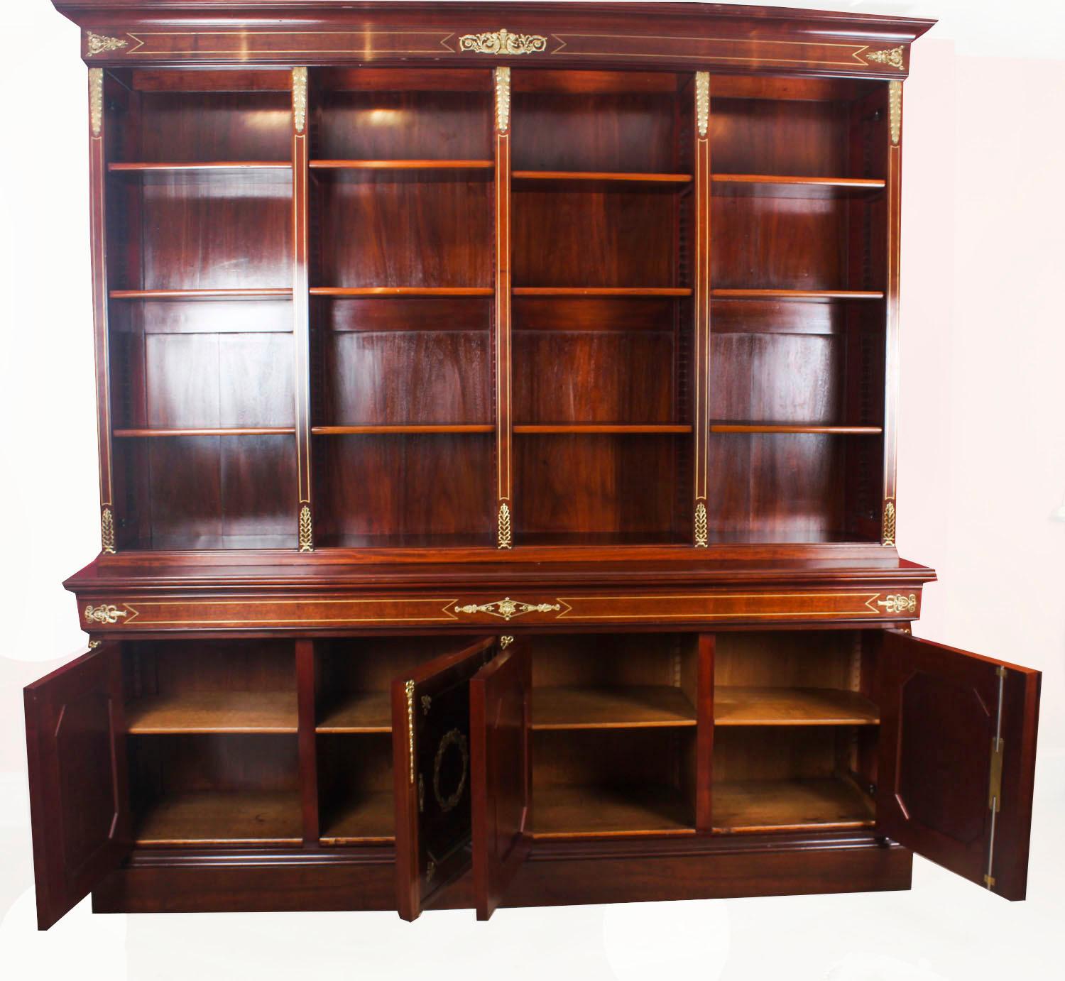 19th Century French Napoleon III Empire Mahogany Bookcase Cabinet 3