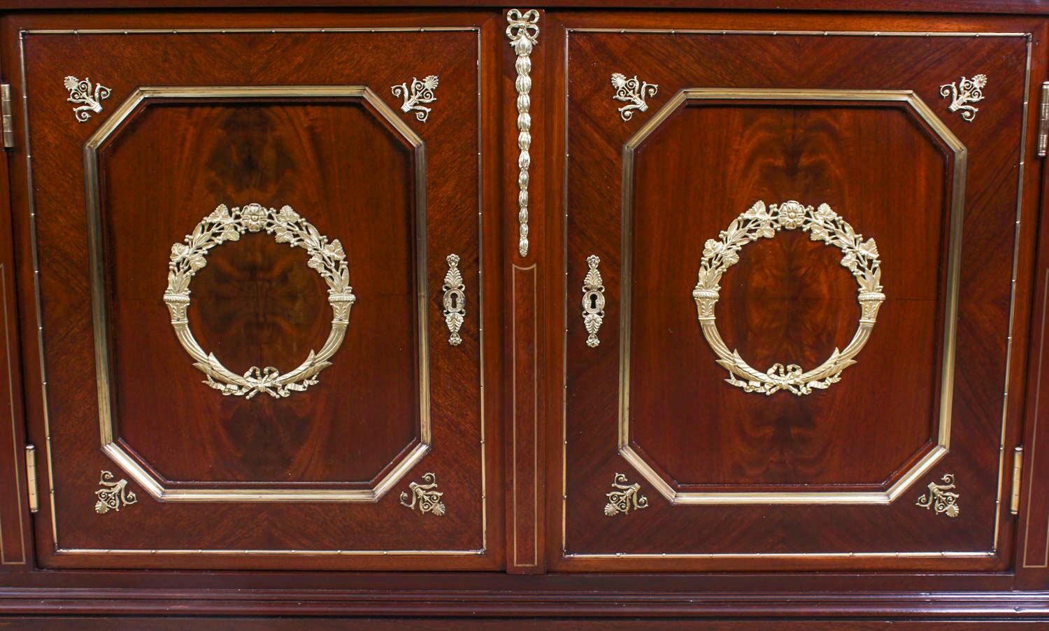 Ormolu 19th Century French Napoleon III Empire Mahogany Bookcase Cabinet