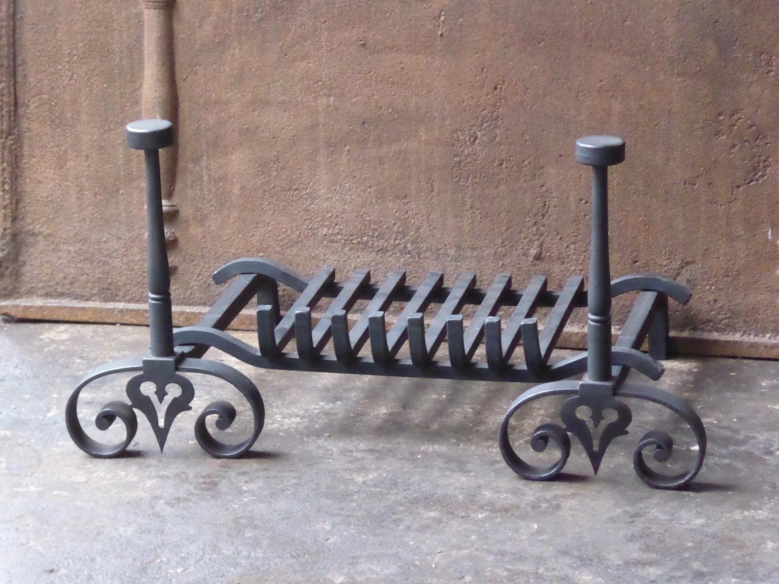 Forged 19th Century French Napoleon III Fire Grate, Fireplace Grate