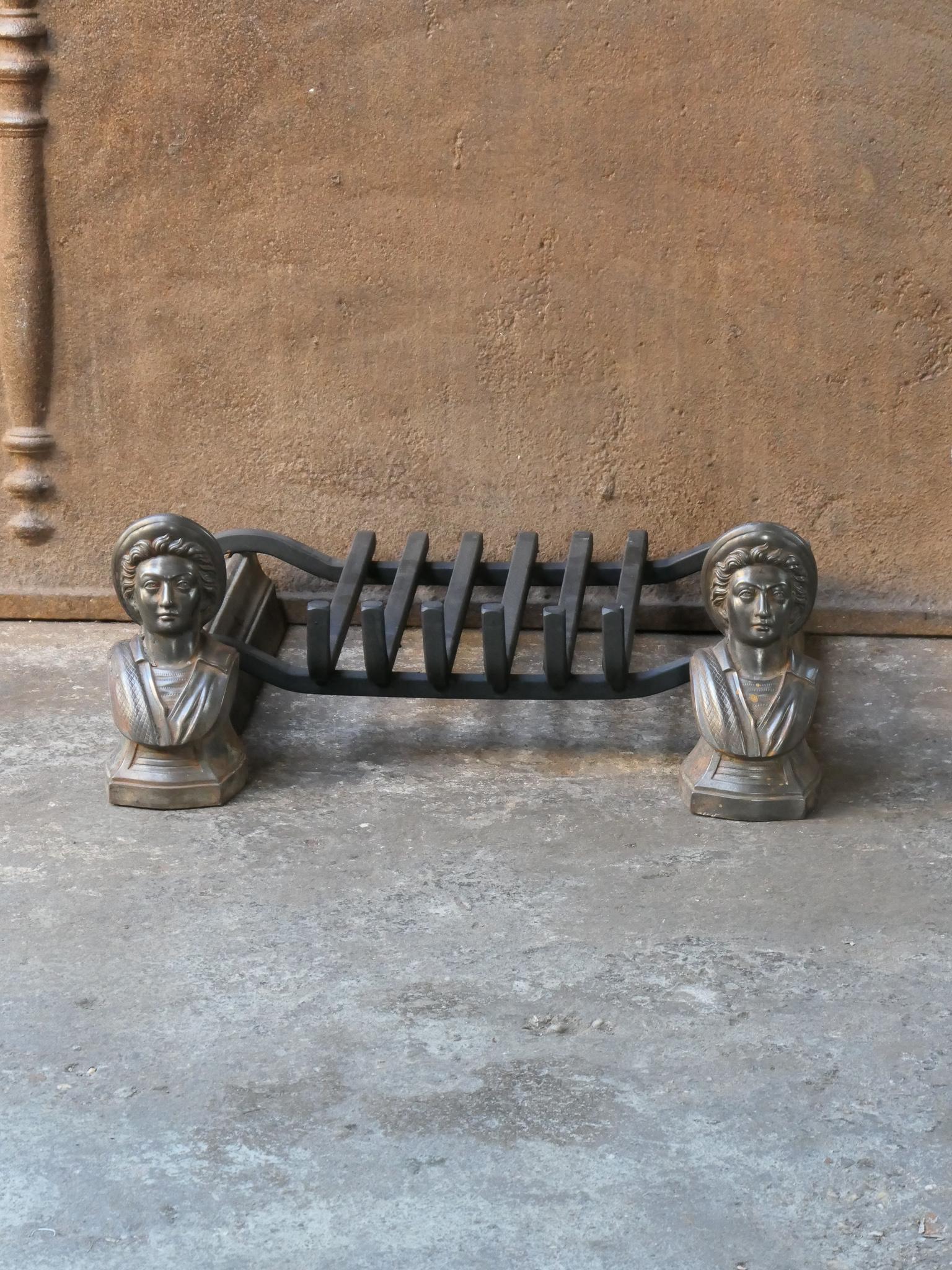 Cast 19th Century French Napoleon III Fire Grate, Fireplace Grate For Sale