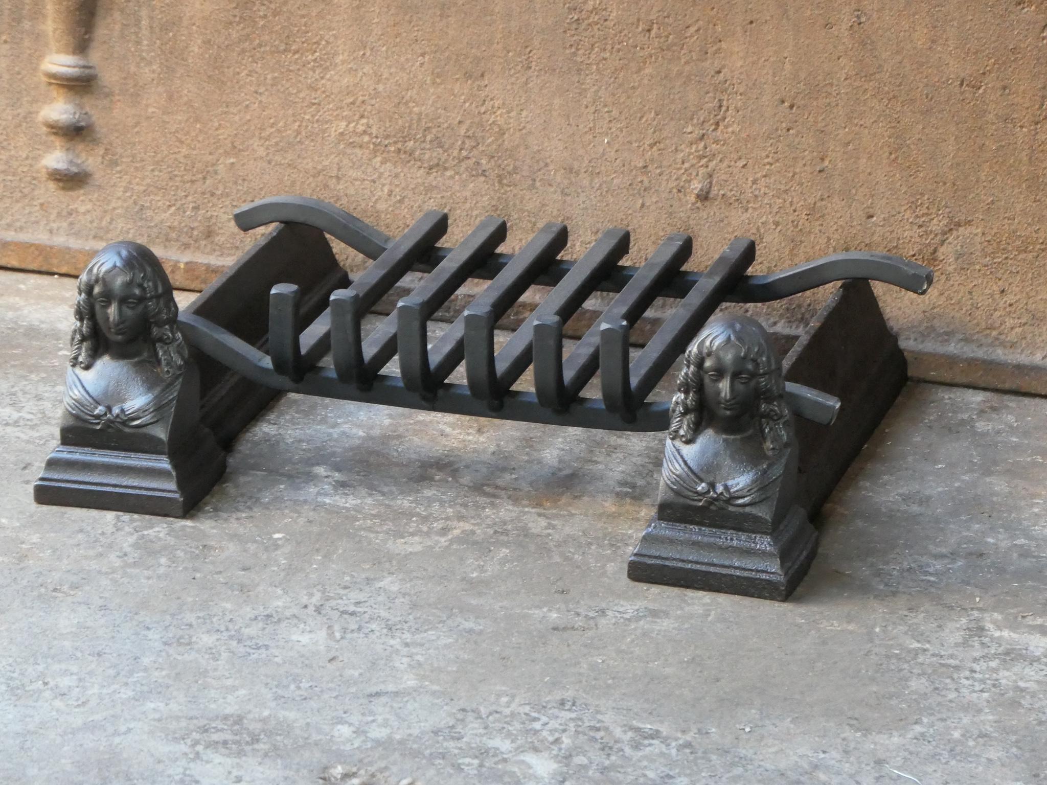 Iron 19th Century French Napoleon III Fire Grate, Fireplace Grate For Sale