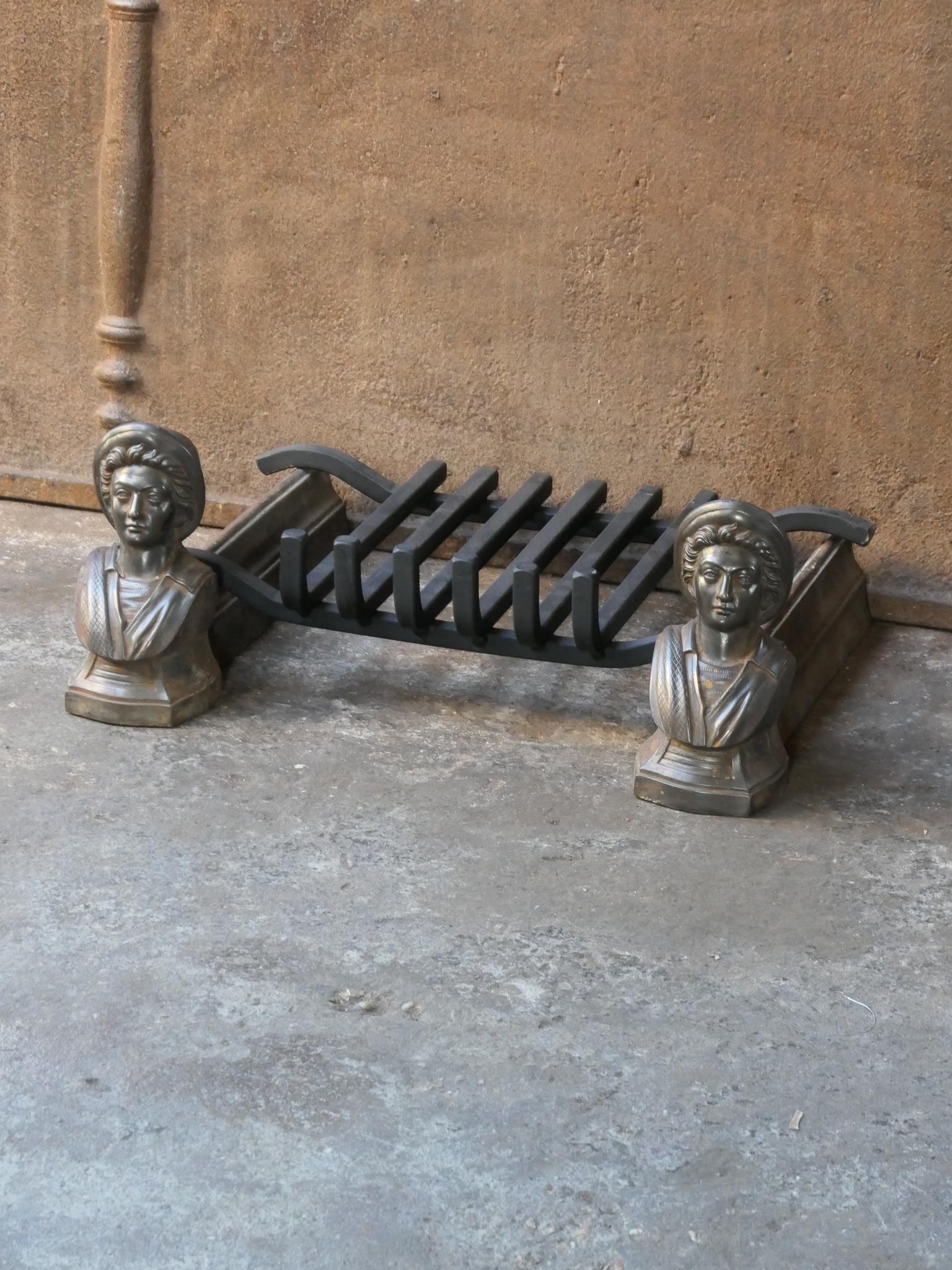 Iron 19th Century French Napoleon III Fire Grate, Fireplace Grate For Sale