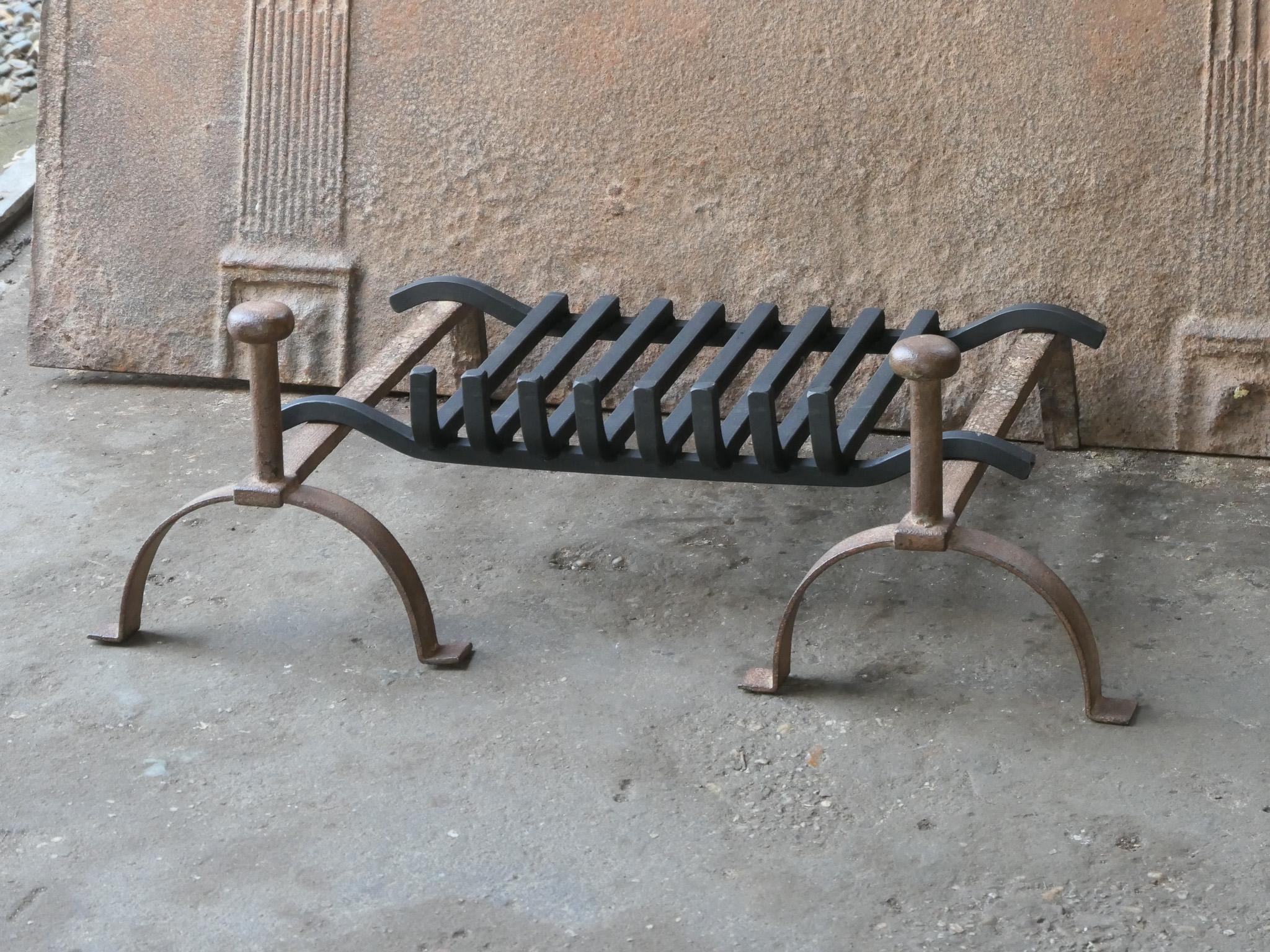 Forged 19th Century French Napoleon III Fireplace Log Grate For Sale