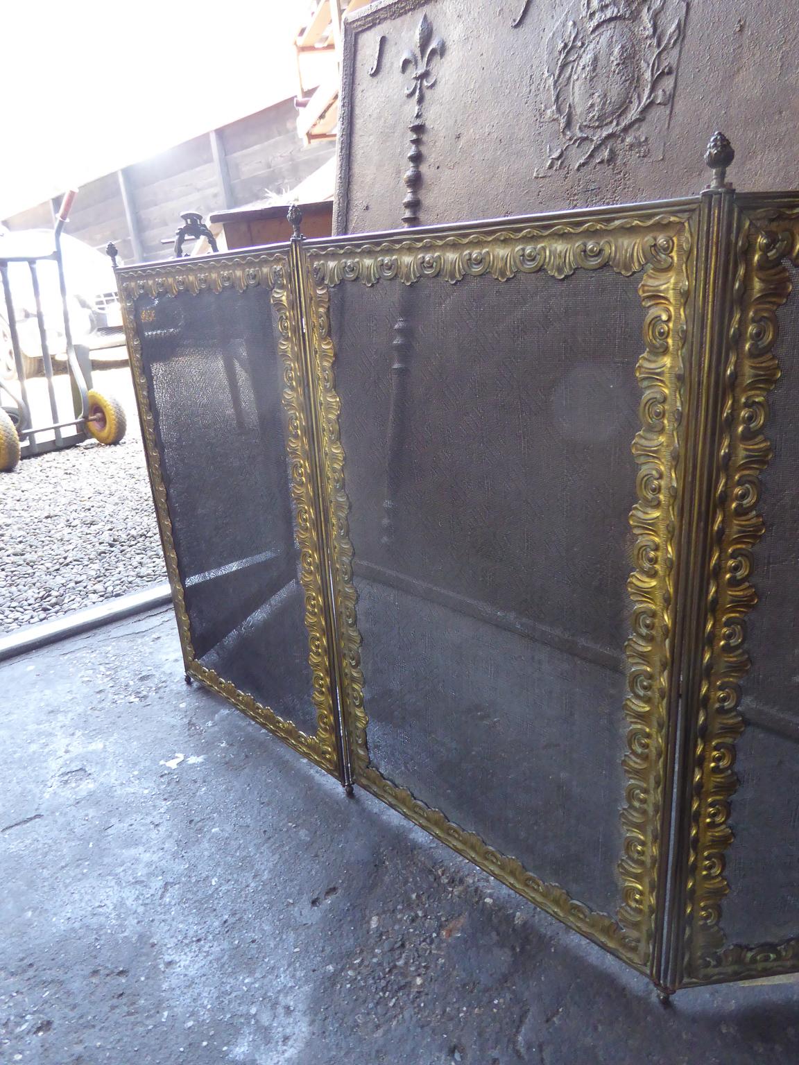 Brass 19th Century French Napoleon III Fireplace Screen or Fire Screen