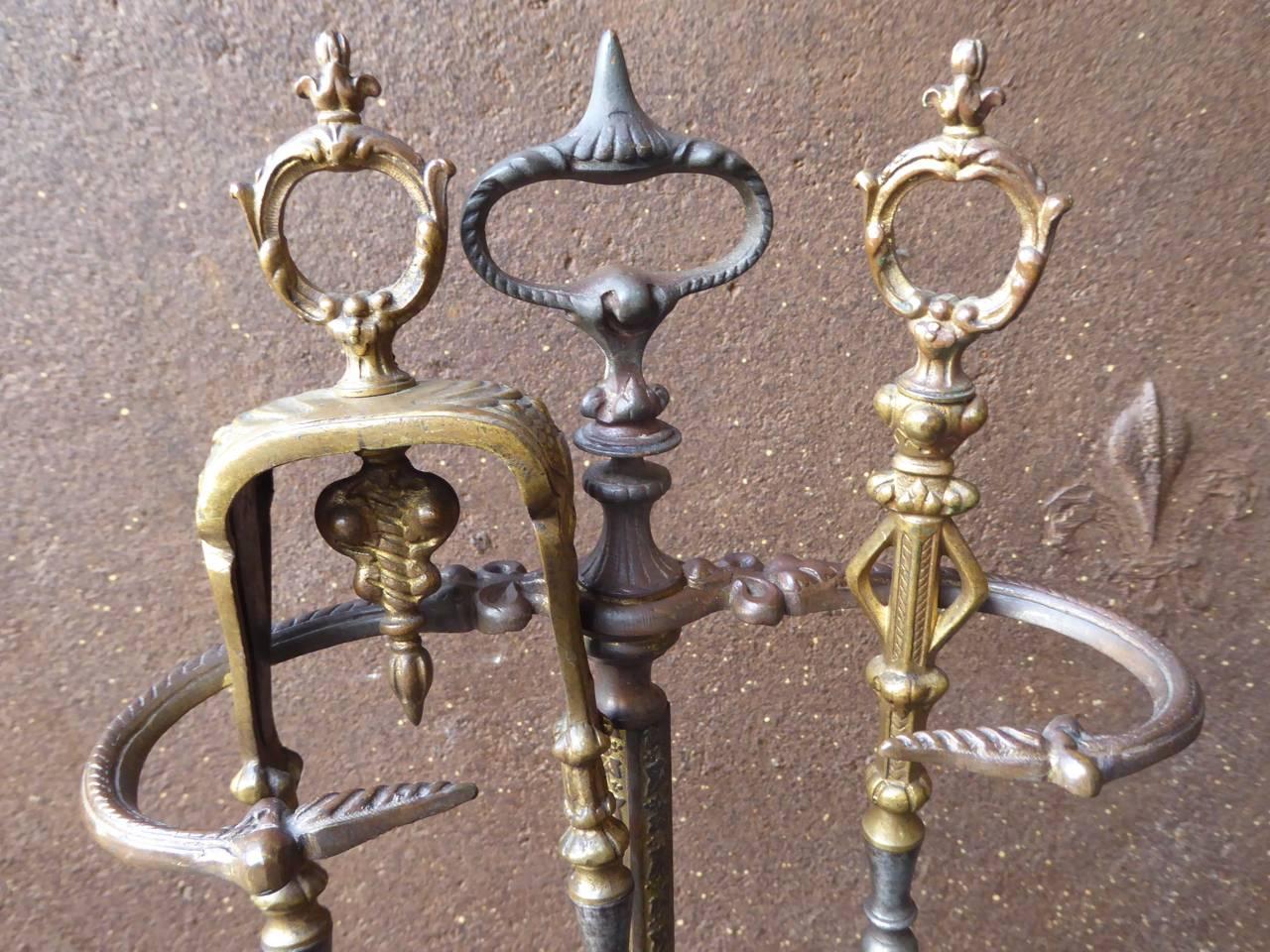 Brass 19th Century French Napoleon III Fireplace Tools or Fire Tools