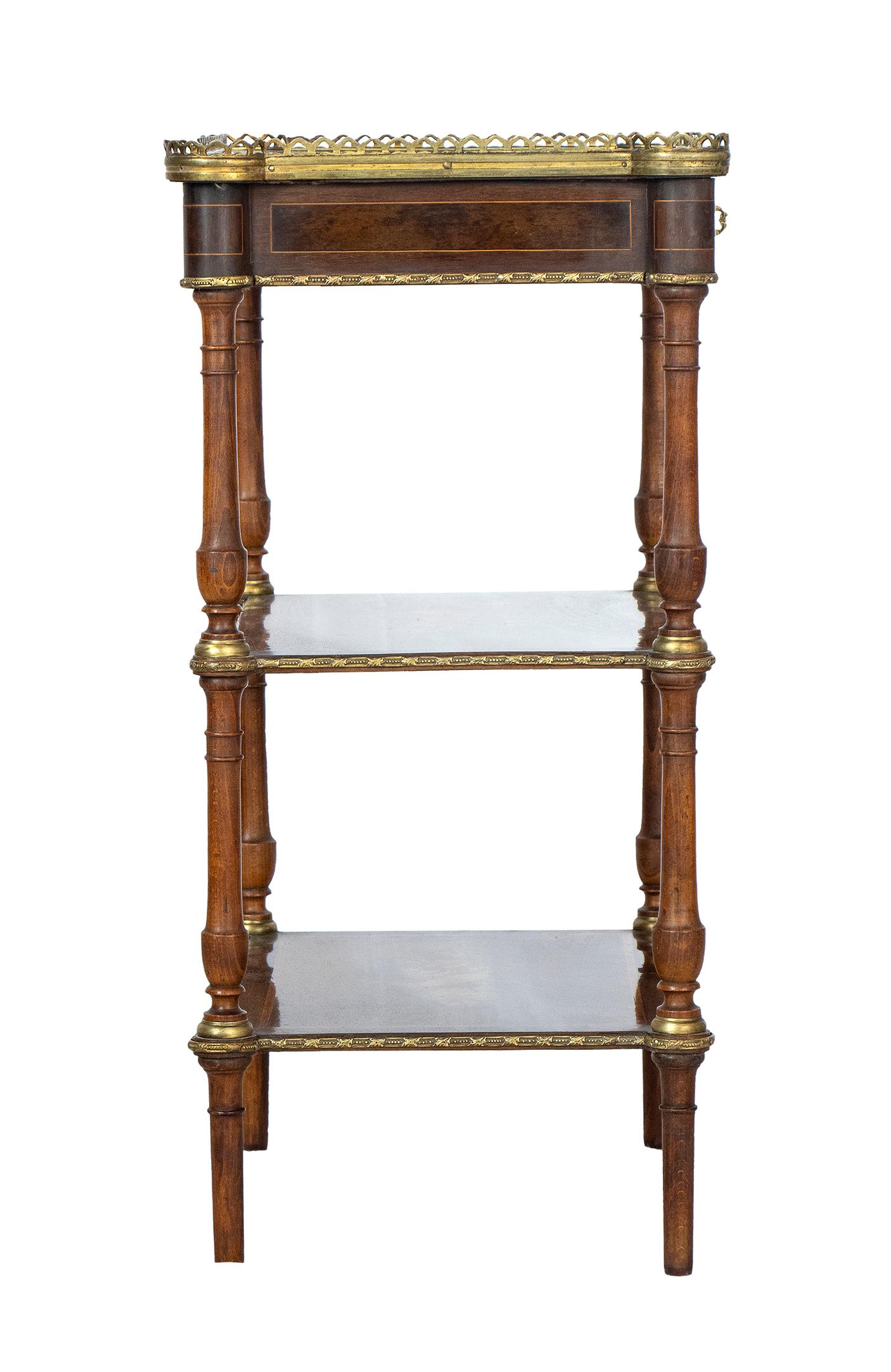 19th Century French Napoleon III° Fruitwood Inlay Etagere  Side Table  1