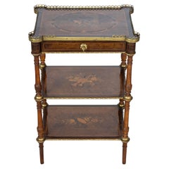 19th Century French Napoleon III° Fruitwood Inlay Etagere  Side Table 