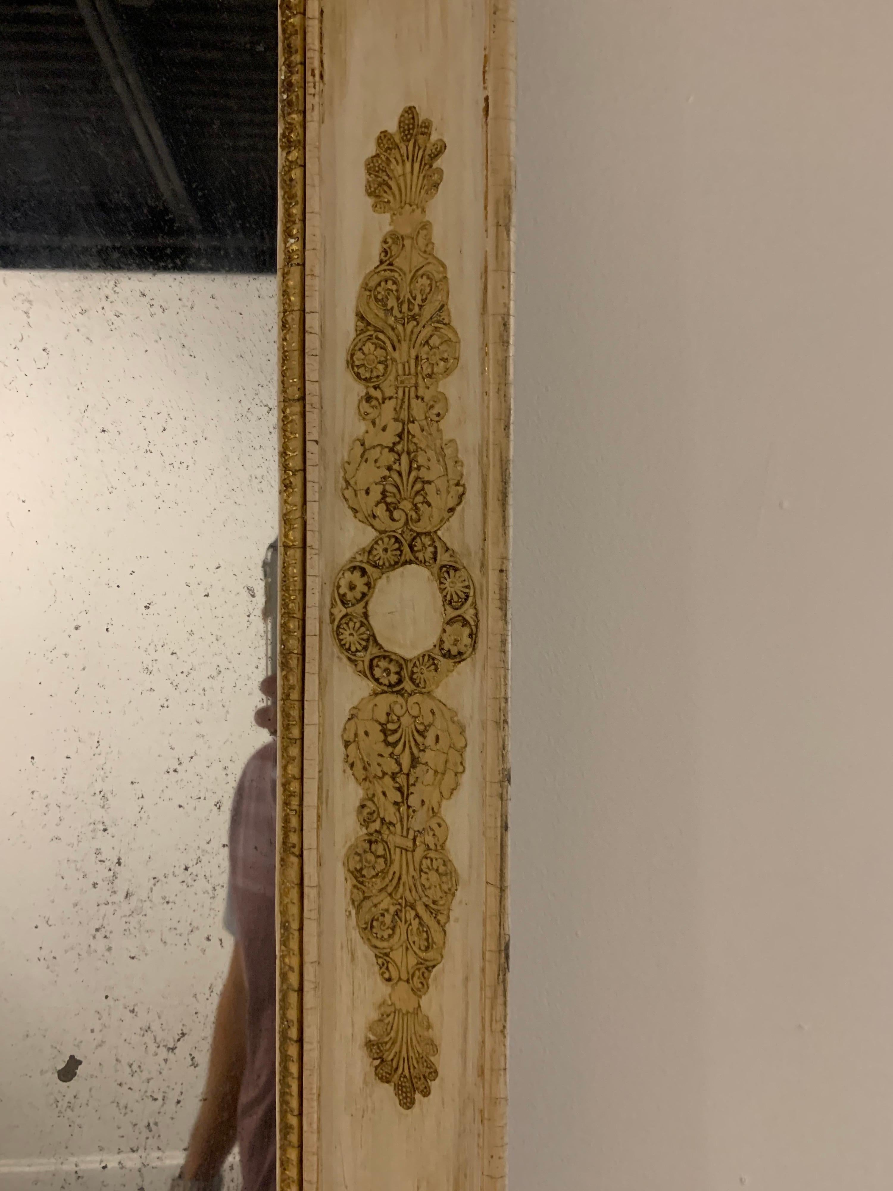 Carved 19th Century French Napoleon III Gesso Mirror with Mercury Glass