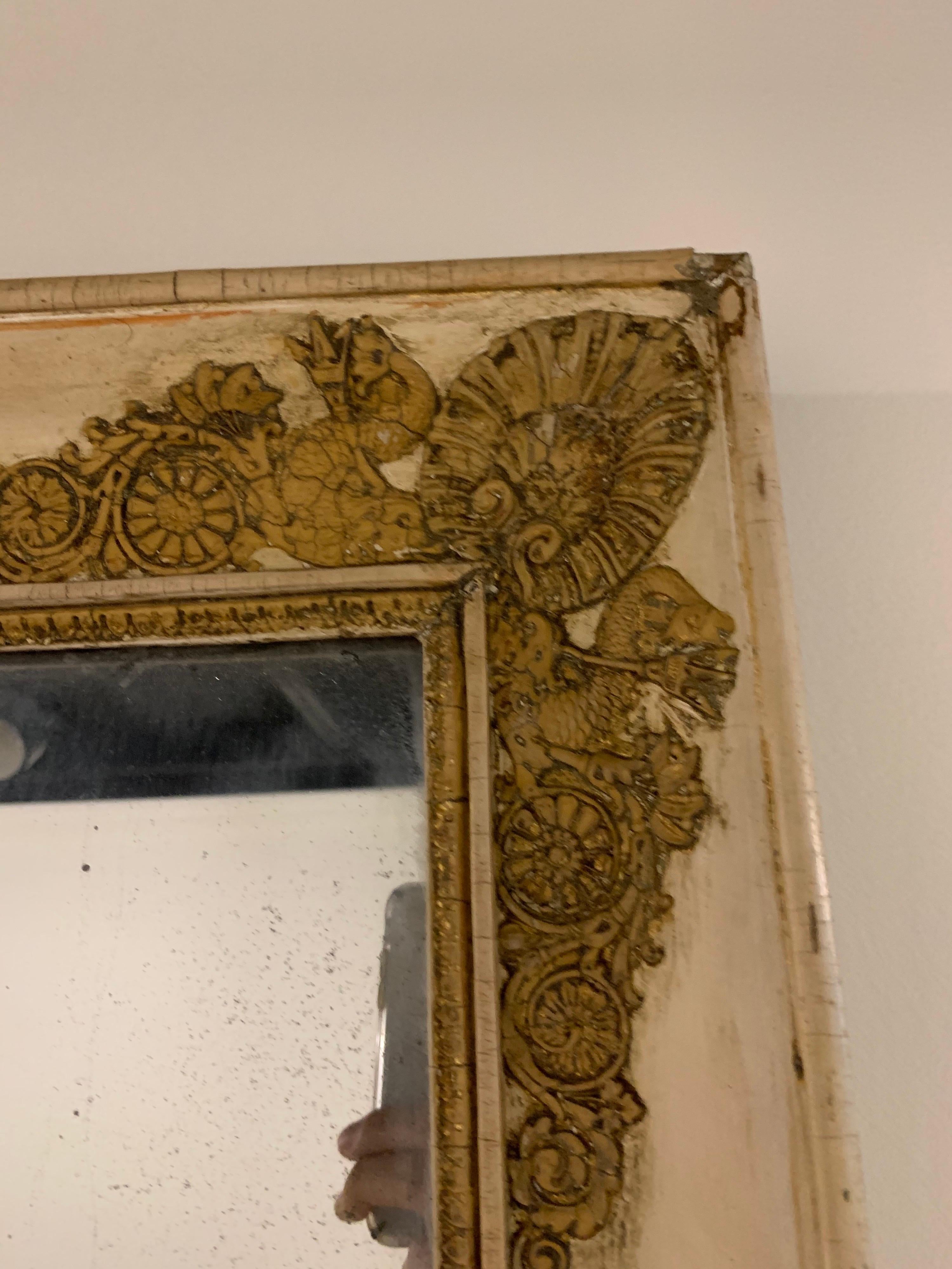 19th Century French Napoleon III Gesso Mirror with Mercury Glass 1