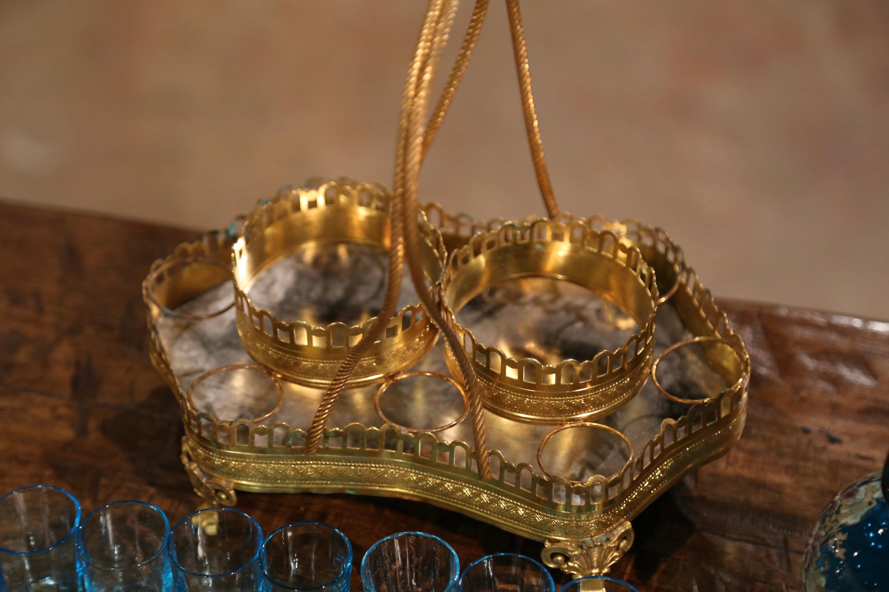 19. Jahrhundert Französisch Napoleon III. vergoldetes Messing und Glas Komplett „Cave a Liqueur“ im Angebot 3