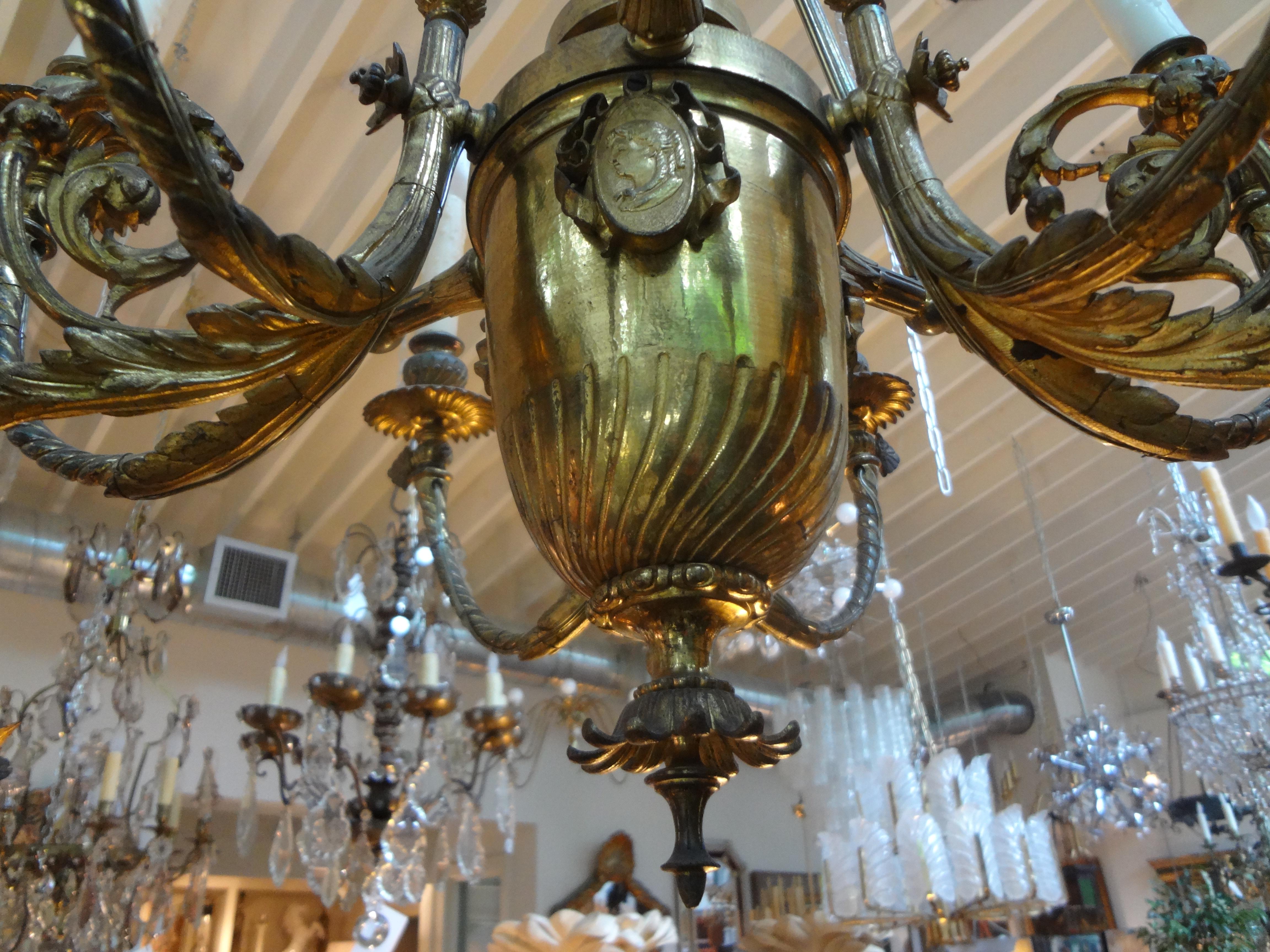 19th Century French Napoleon III Gilt Bronze Chandelier In Good Condition For Sale In Houston, TX
