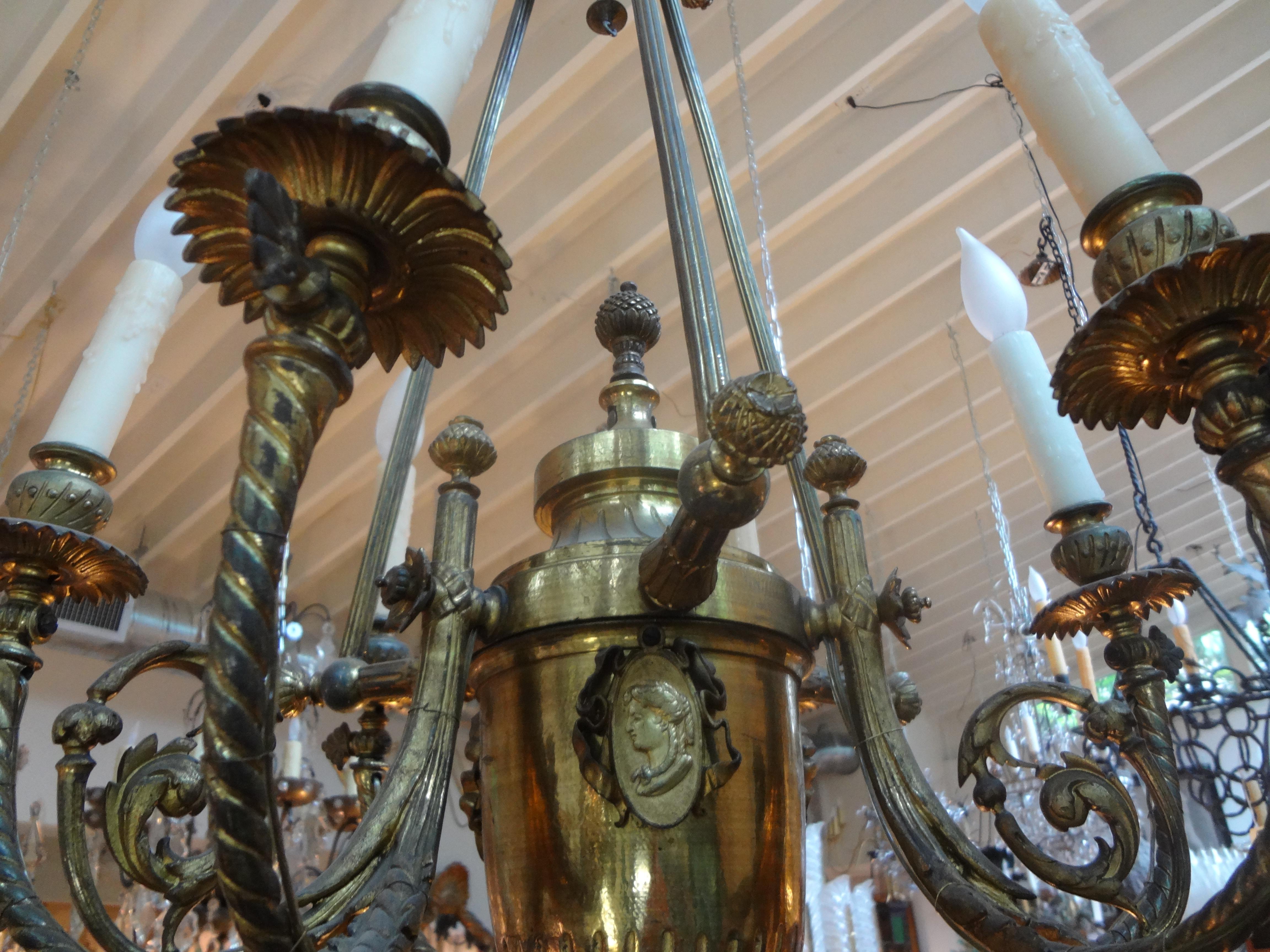 Late 19th Century 19th Century French Napoleon III Gilt Bronze Chandelier For Sale