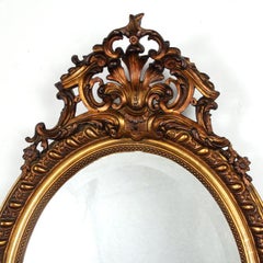 19th Century French Napoleon III Gilt Framed Beveled Oval Mirror