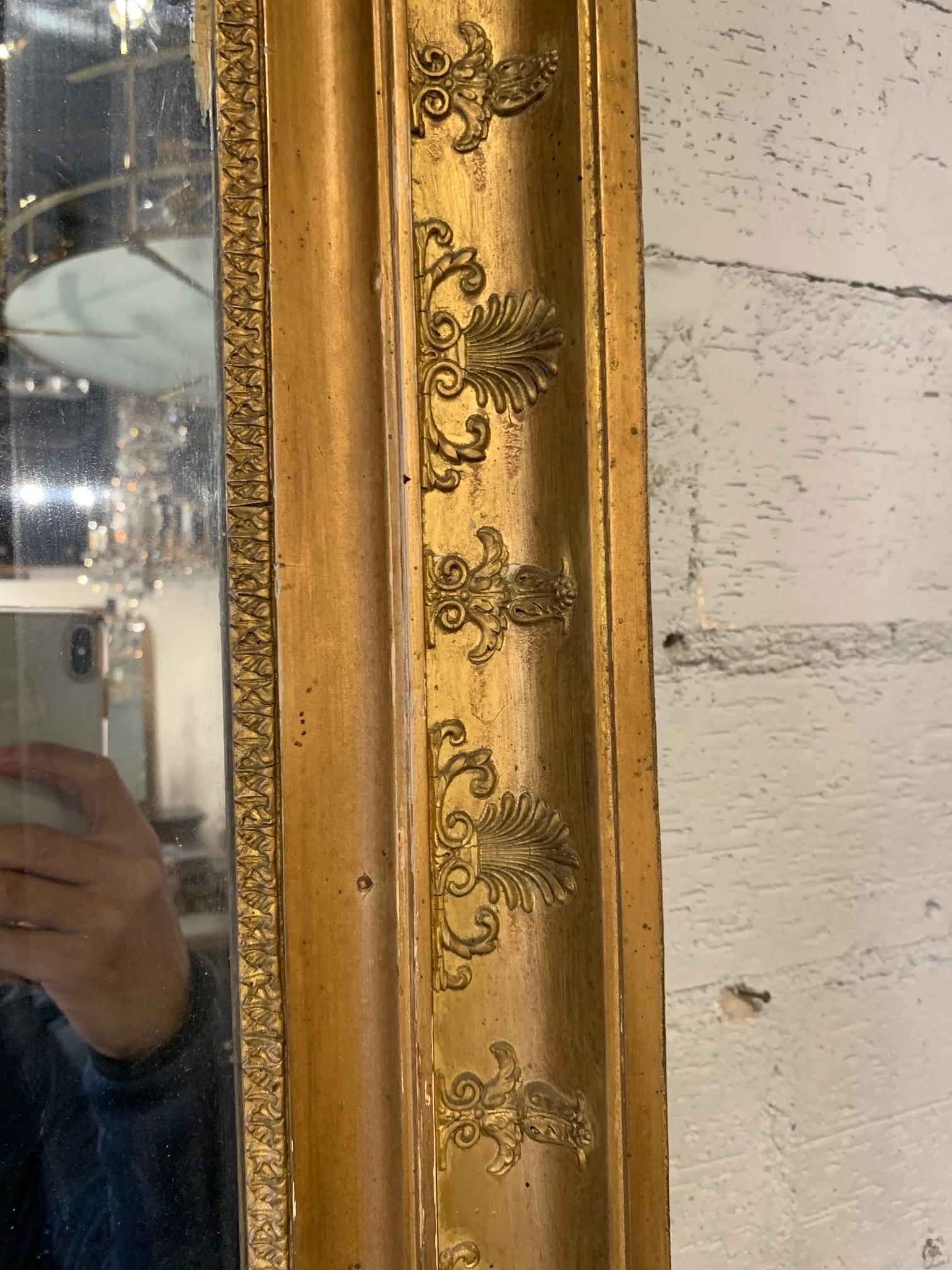 19th Century French Napoleon III Giltwood Mirror with Mercury Glass 1