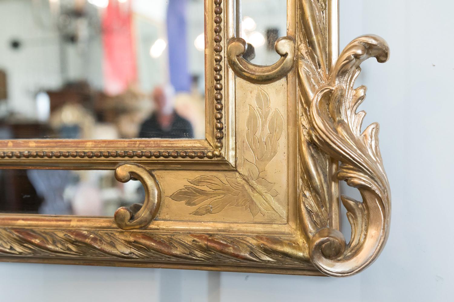 Mid-19th Century 19th Century French Napoleon III Giltwood Pareclose Mirror For Sale
