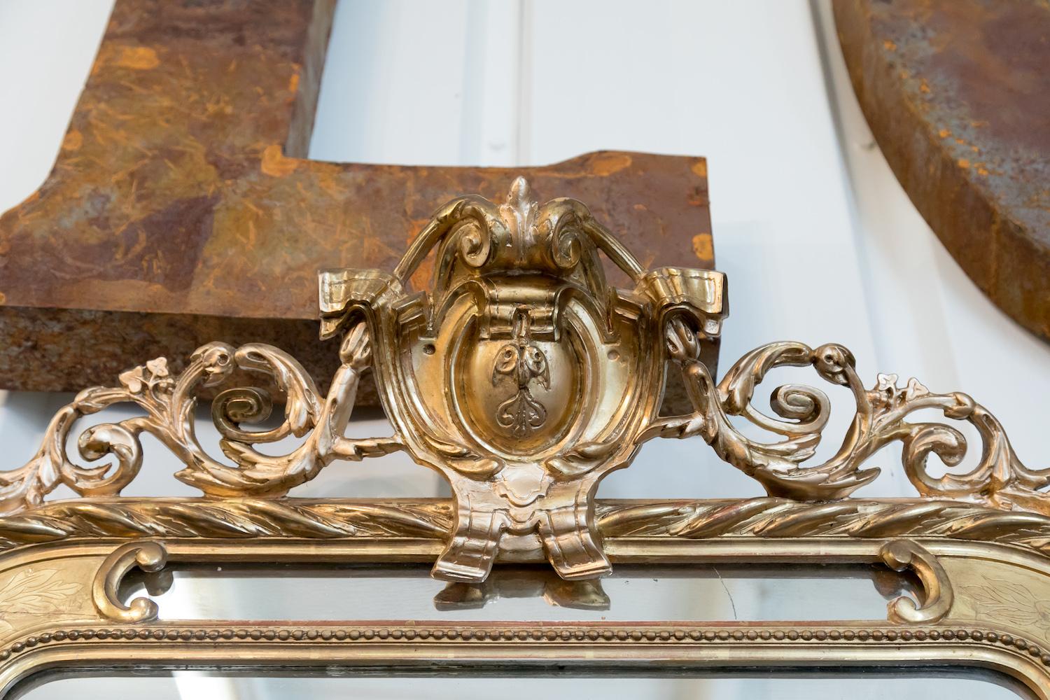 19th Century French Napoleon III Giltwood Pareclose Mirror For Sale 1
