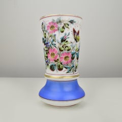 19th Century French Napoleon III Hand Painted Opaline Glass Vase