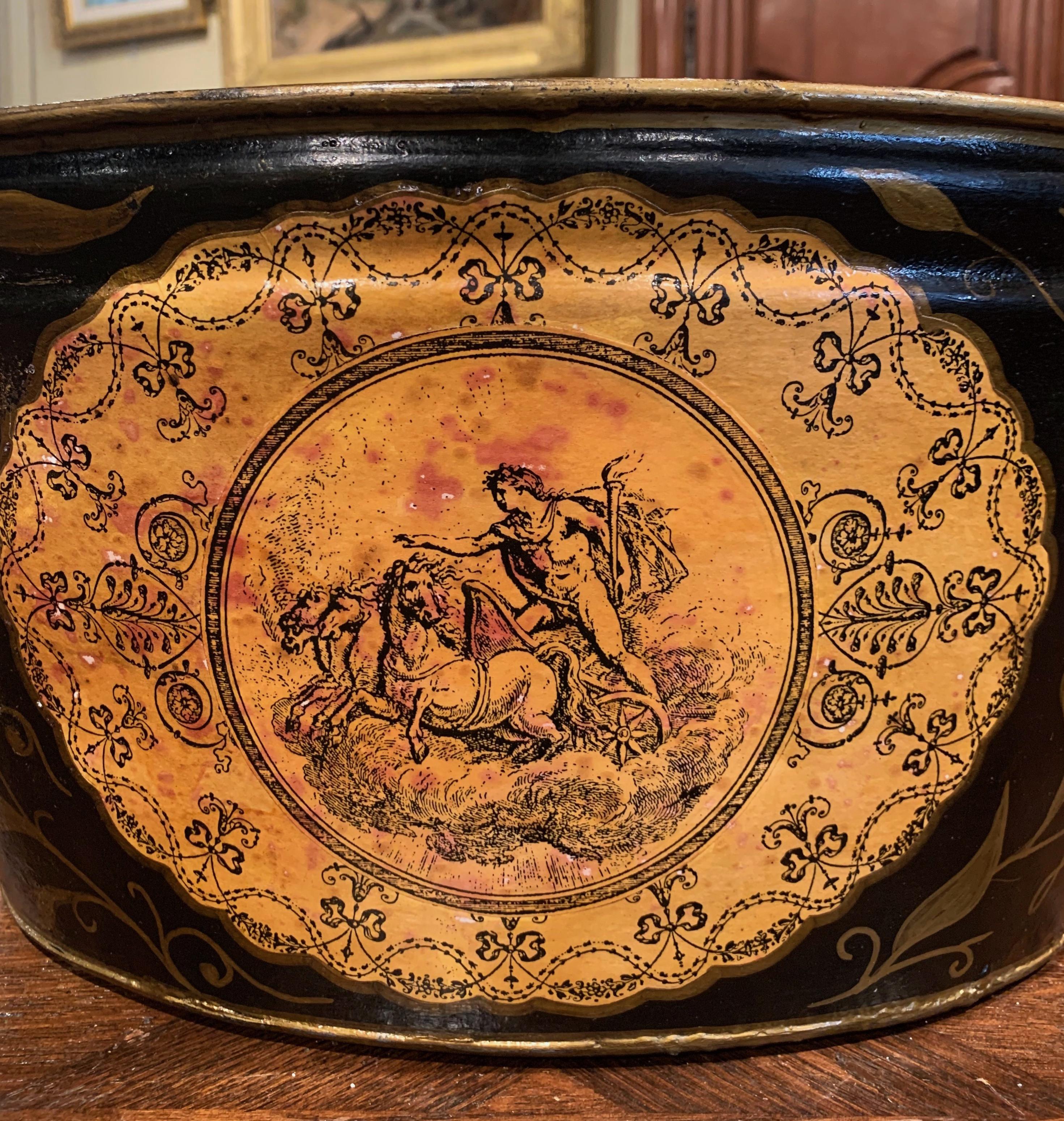 Hand-Painted 19th Century French Napoleon III Hand Painted Tole Basket