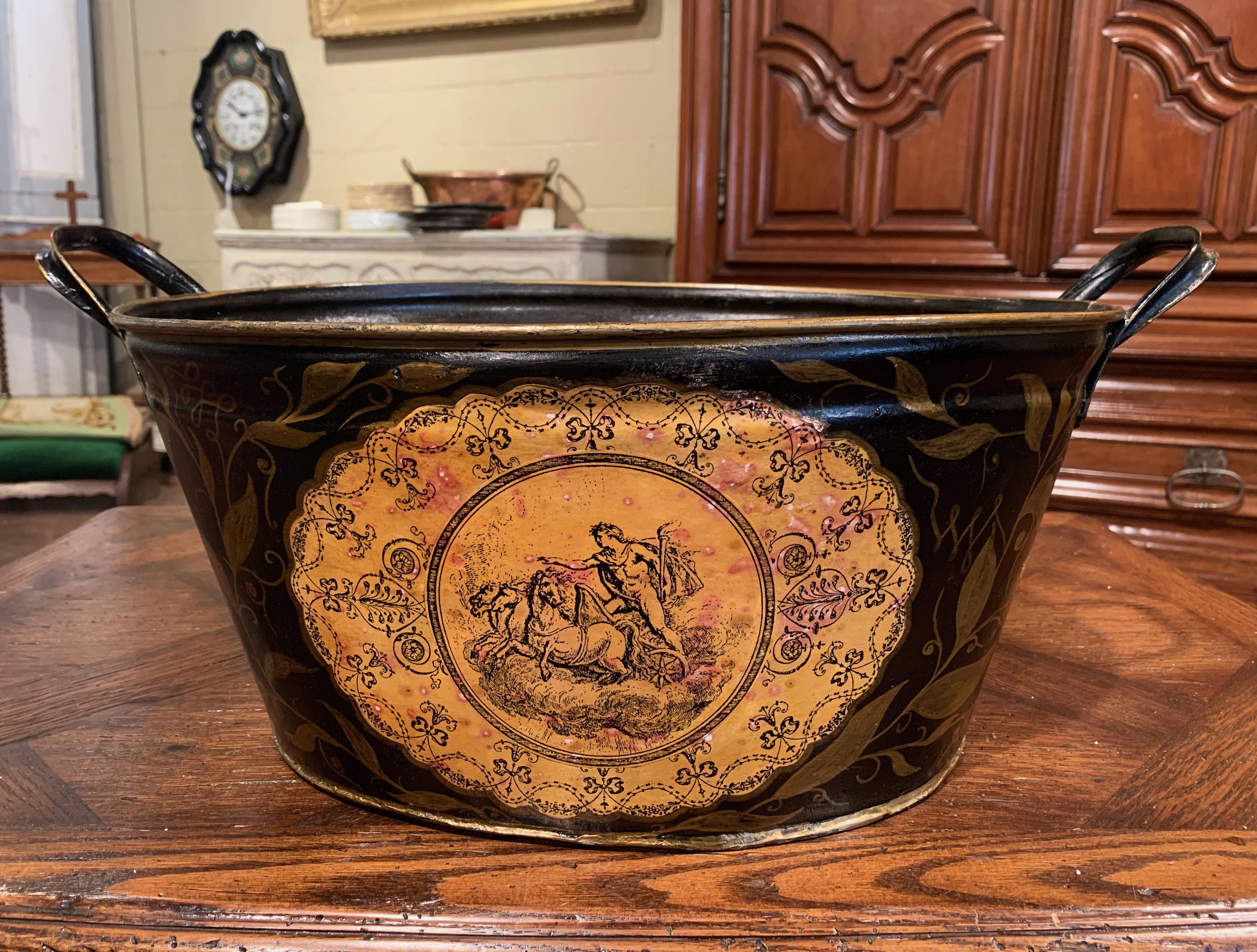 19th Century French Napoleon III Hand Painted Tole Basket 1