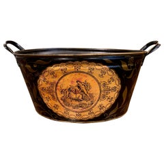 19th Century French Napoleon III Hand Painted Tole Basket