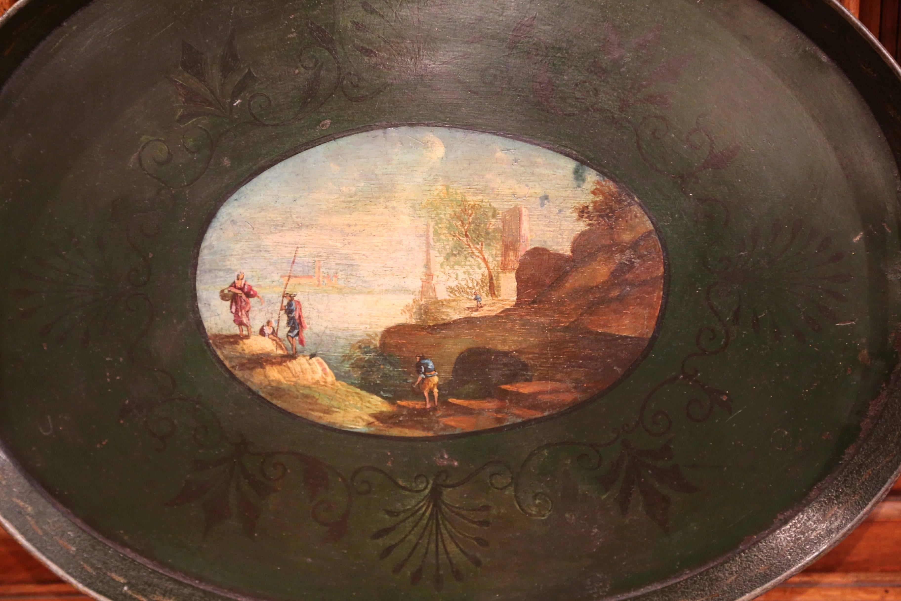 Français Plateau en tôle peint à la main Napoléon III, France, 19e siècle en vente