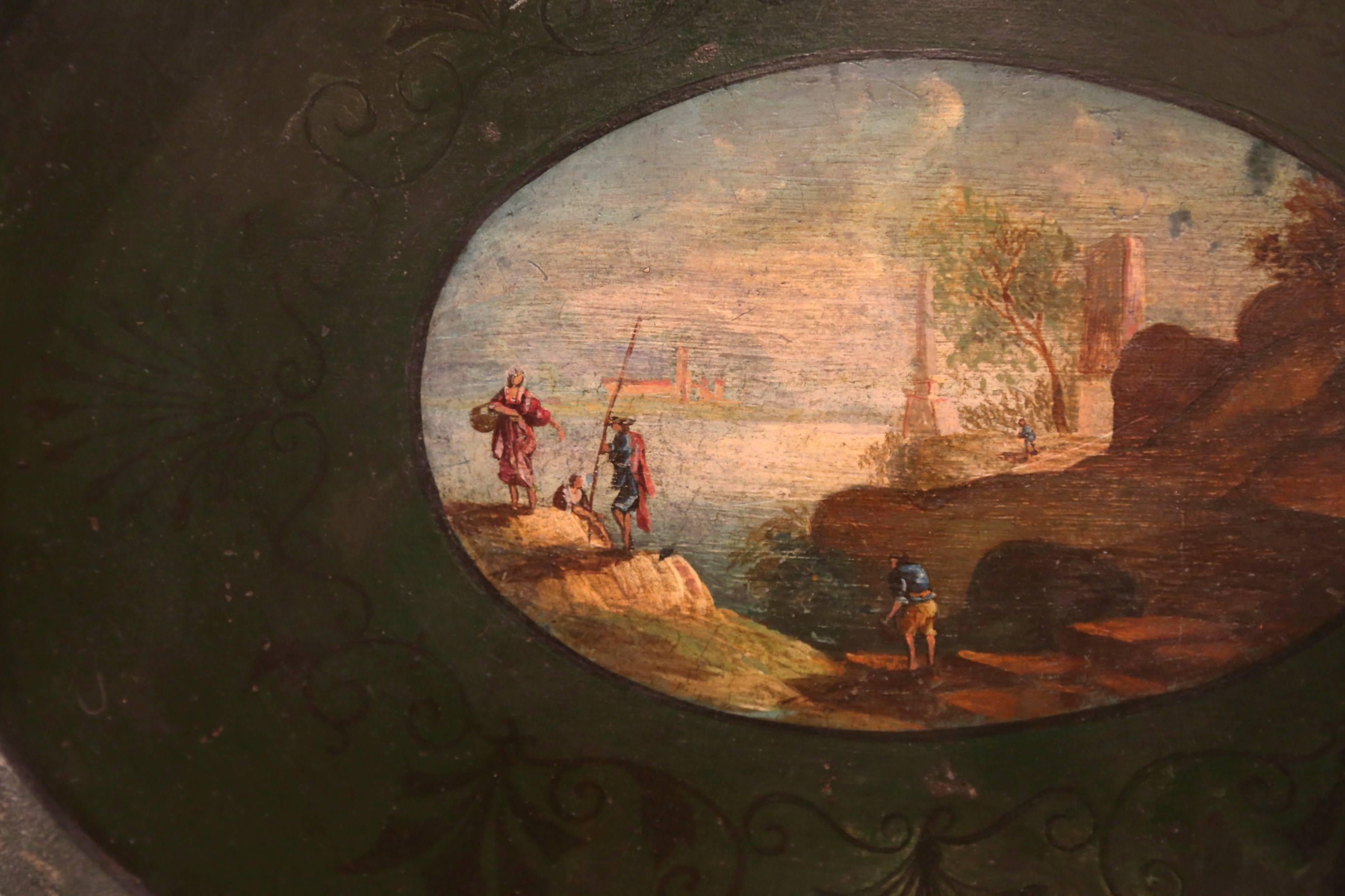 19th Century French Napoleon III Hand Painted Tole Tray For Sale 1