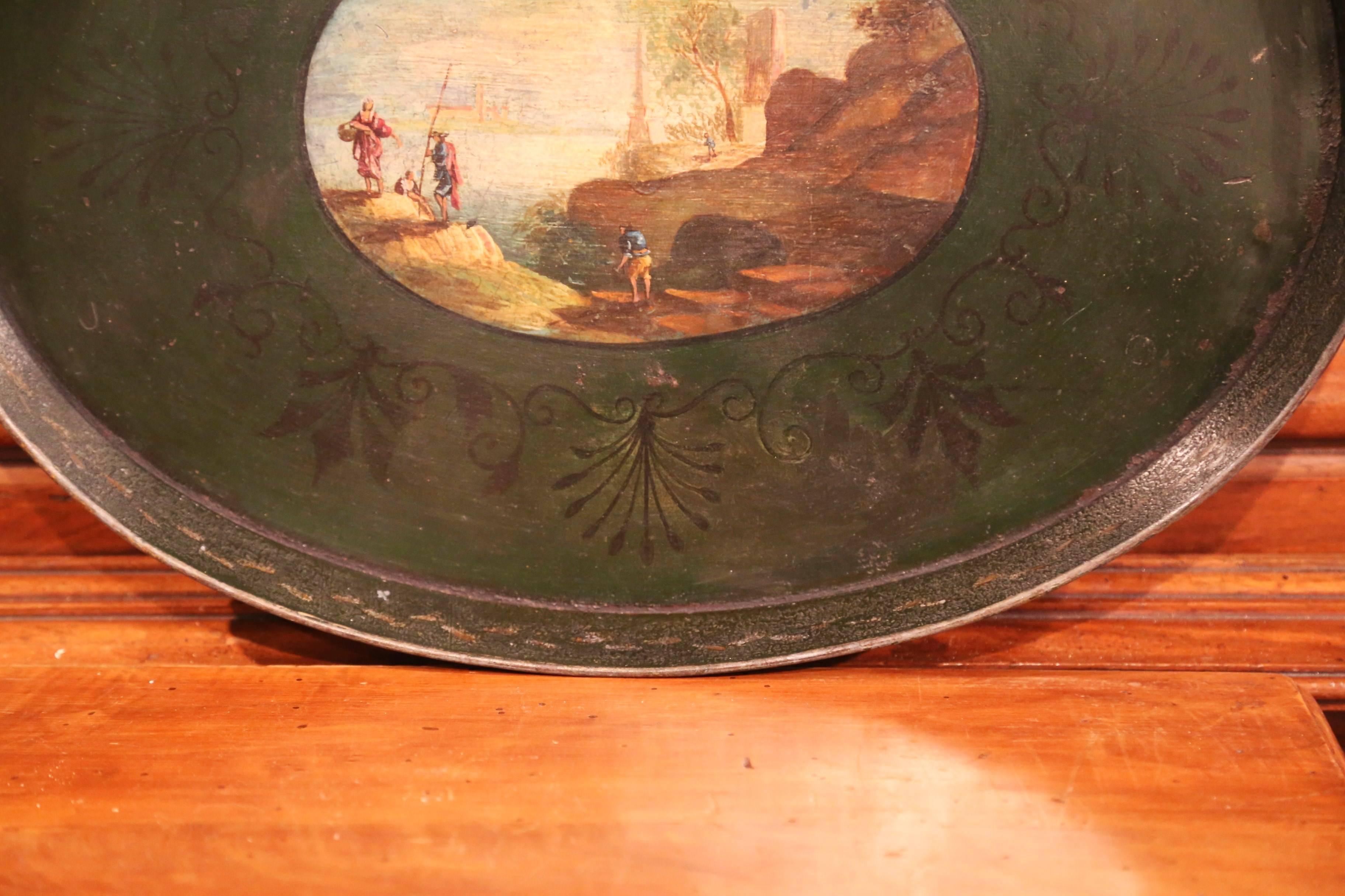 19th Century French Napoleon III Hand Painted Tole Tray For Sale 2