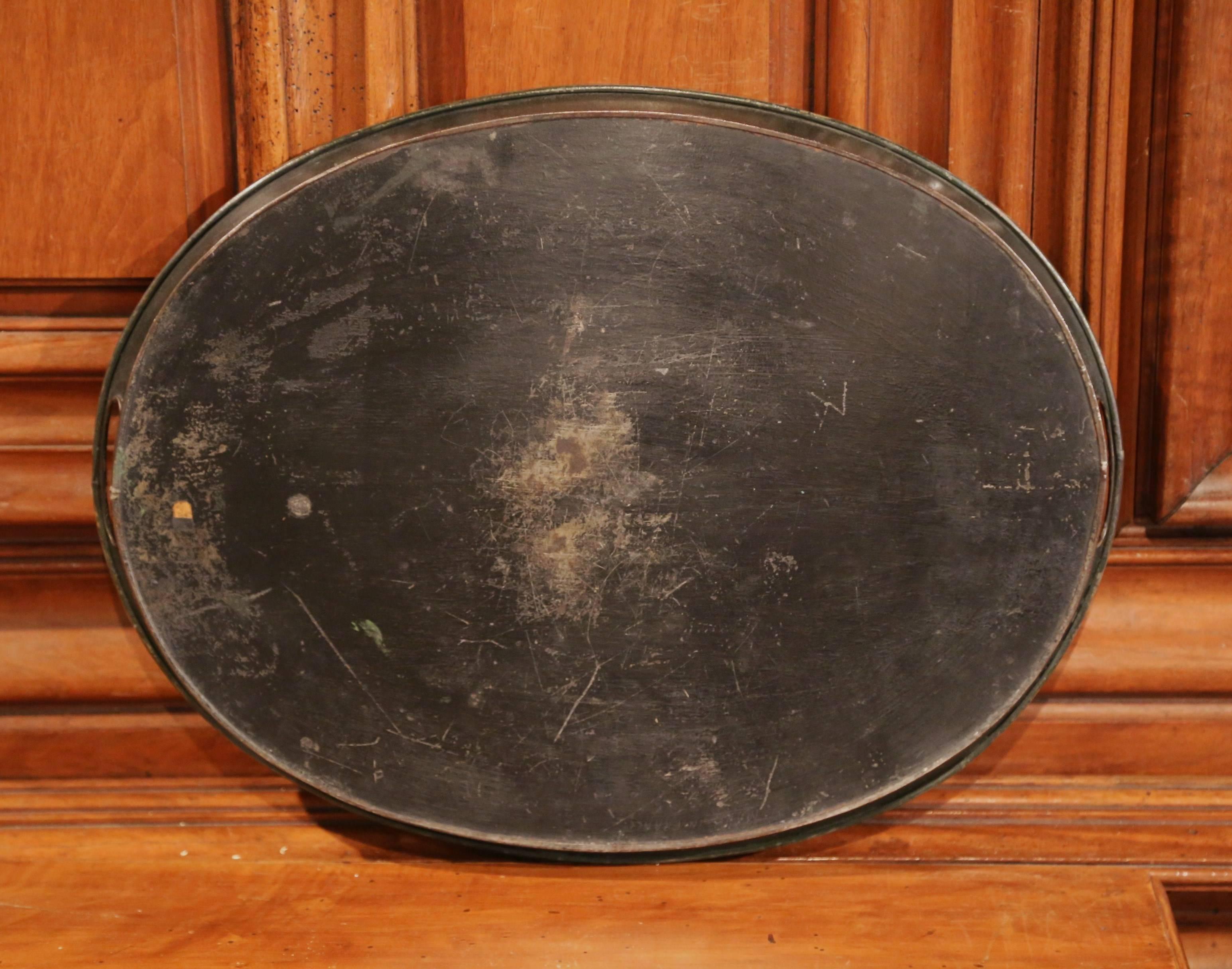 19th Century French Napoleon III Hand Painted Tole Tray For Sale 3