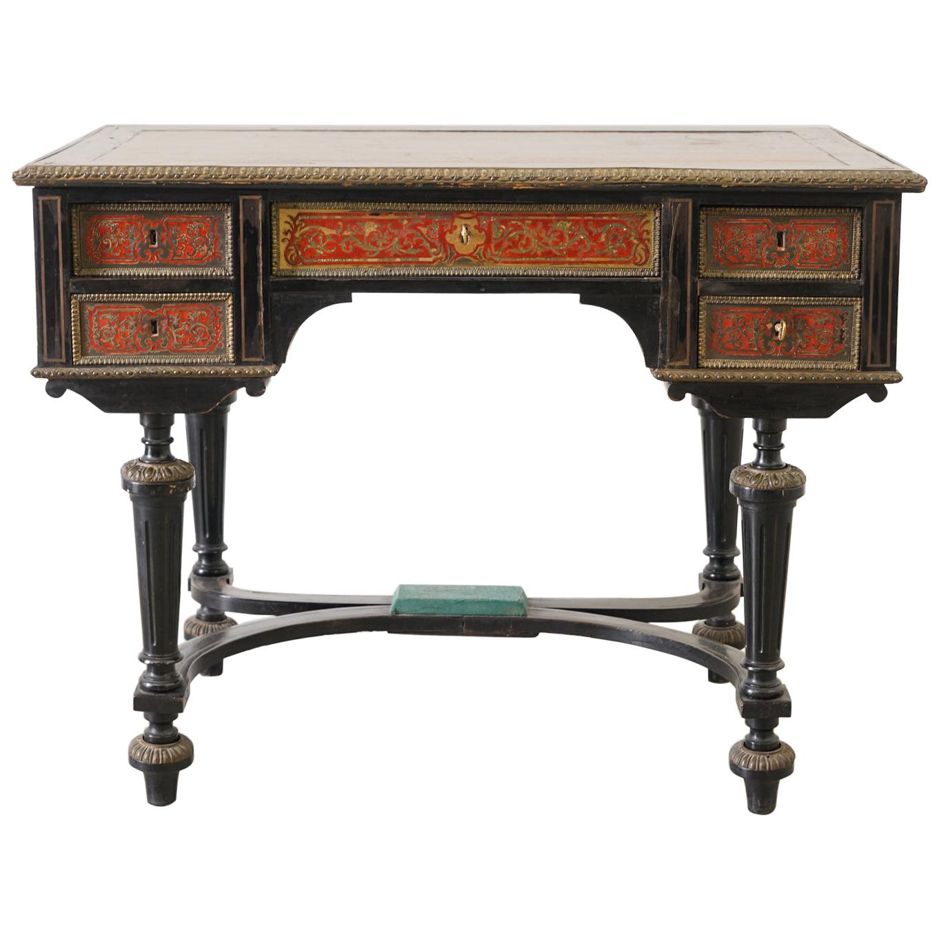 19th Century French Napoleon III in Boulle Marquetry Writing Table