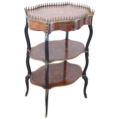 19th Century French Napoleon III Inlaid Wood with Golden Bronzes Étagère