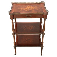 19th Century French Napoleon III Inlaid Wood with Golden Bronzes Side Table
