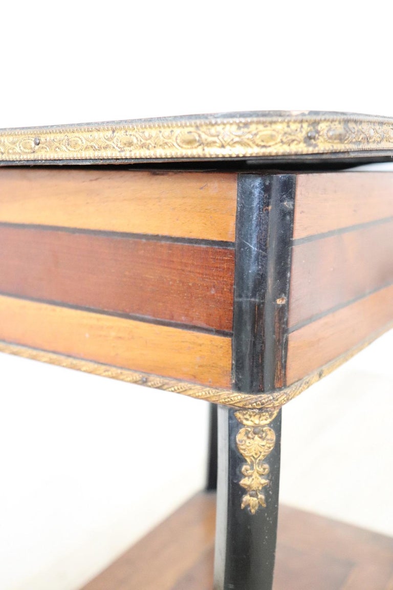 19th Century French Napoleon III Inlaid Wood with Golden Bronzes Vanities Table For Sale 2