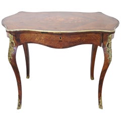 19th Century French Napoleon III Inlay Wood Golden Bronzes Desk or Writing Table