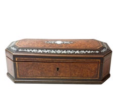 19th Century French Napoleon III Jewelry Box with Original Key