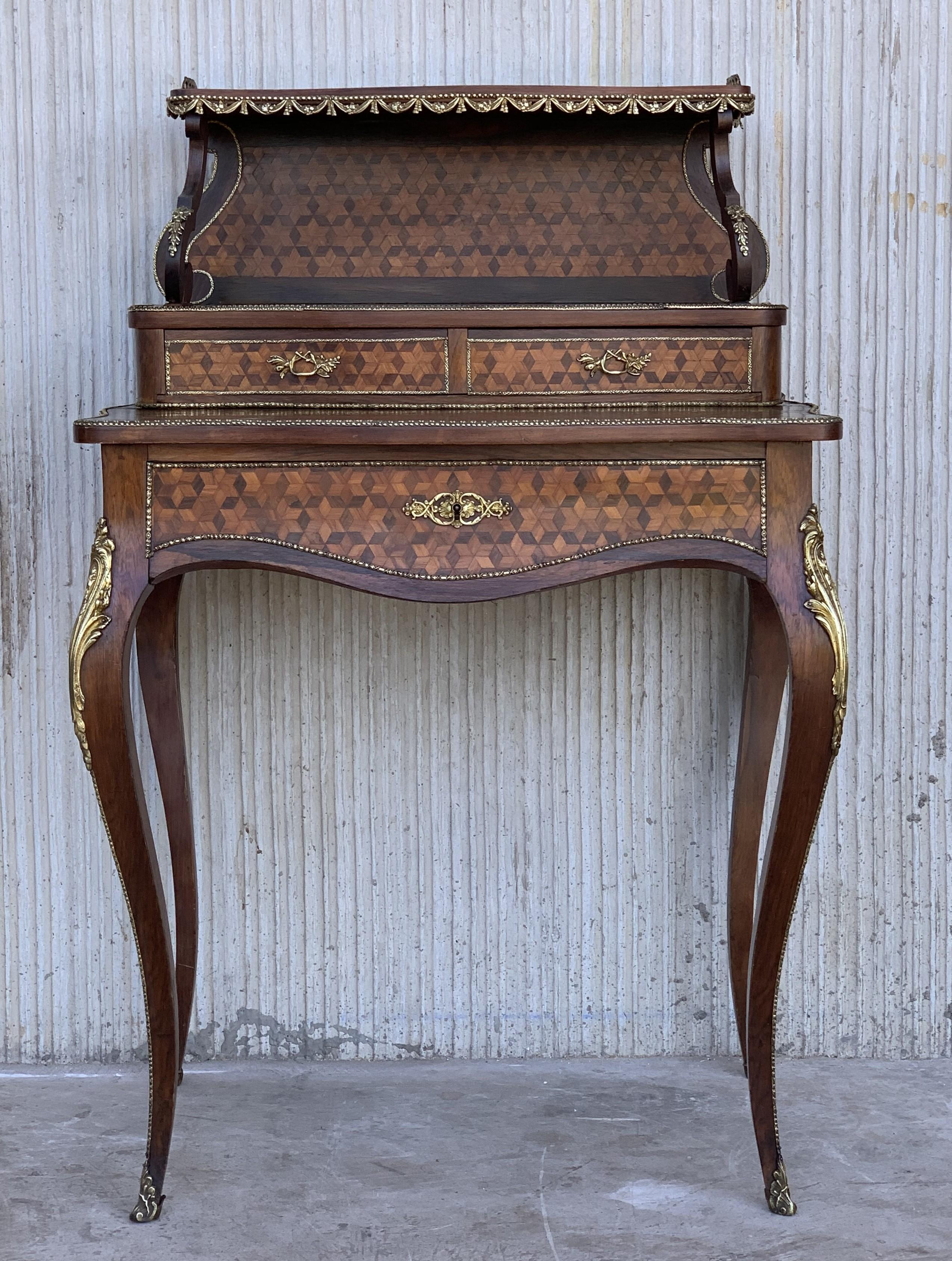 19th Century French Napoleon III Kingwood and Black Ebonized Writing Table 1850s In Good Condition In Miami, FL