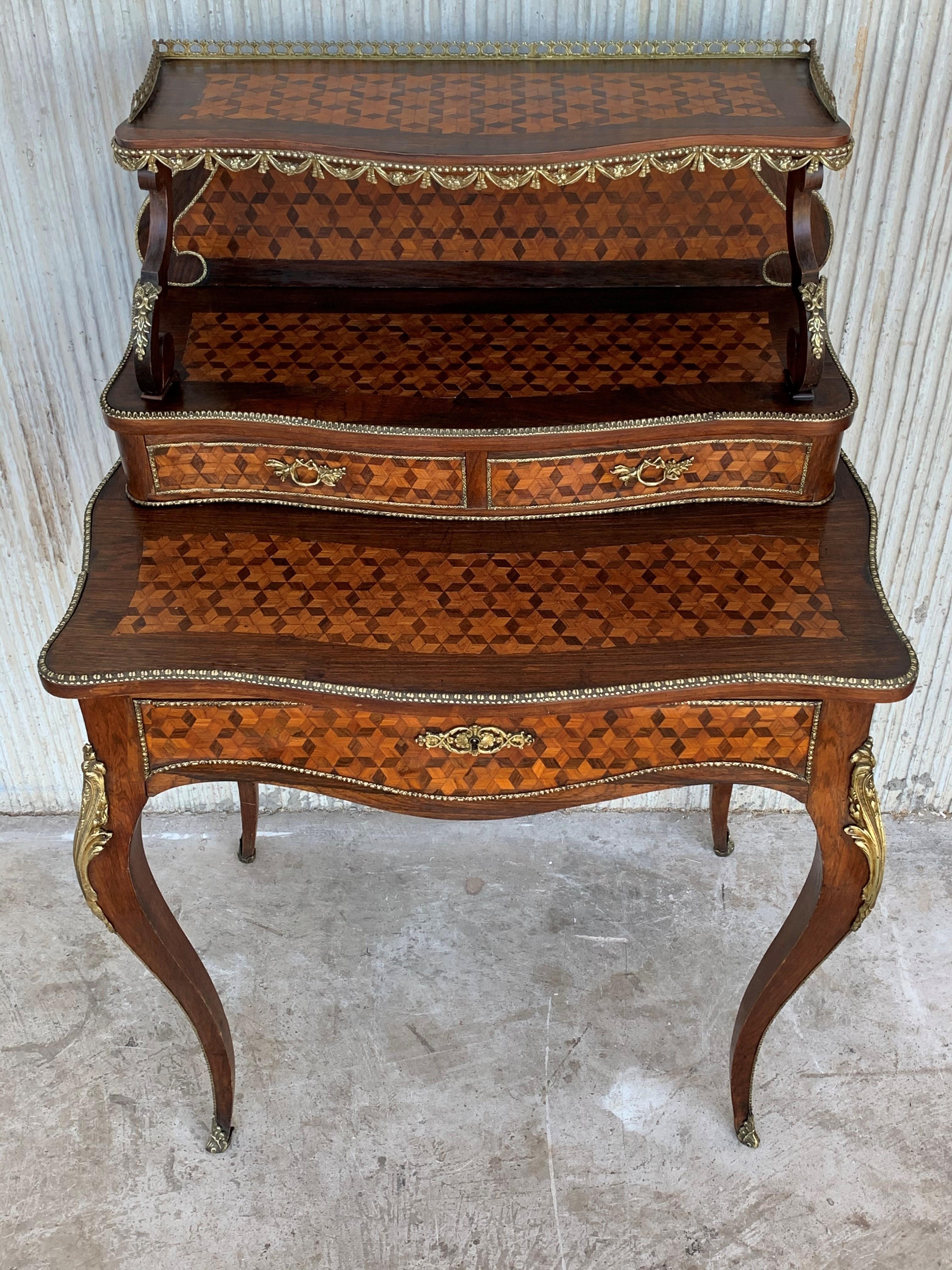 Bronze 19th Century French Napoleon III Kingwood and Black Ebonized Writing Table 1850s