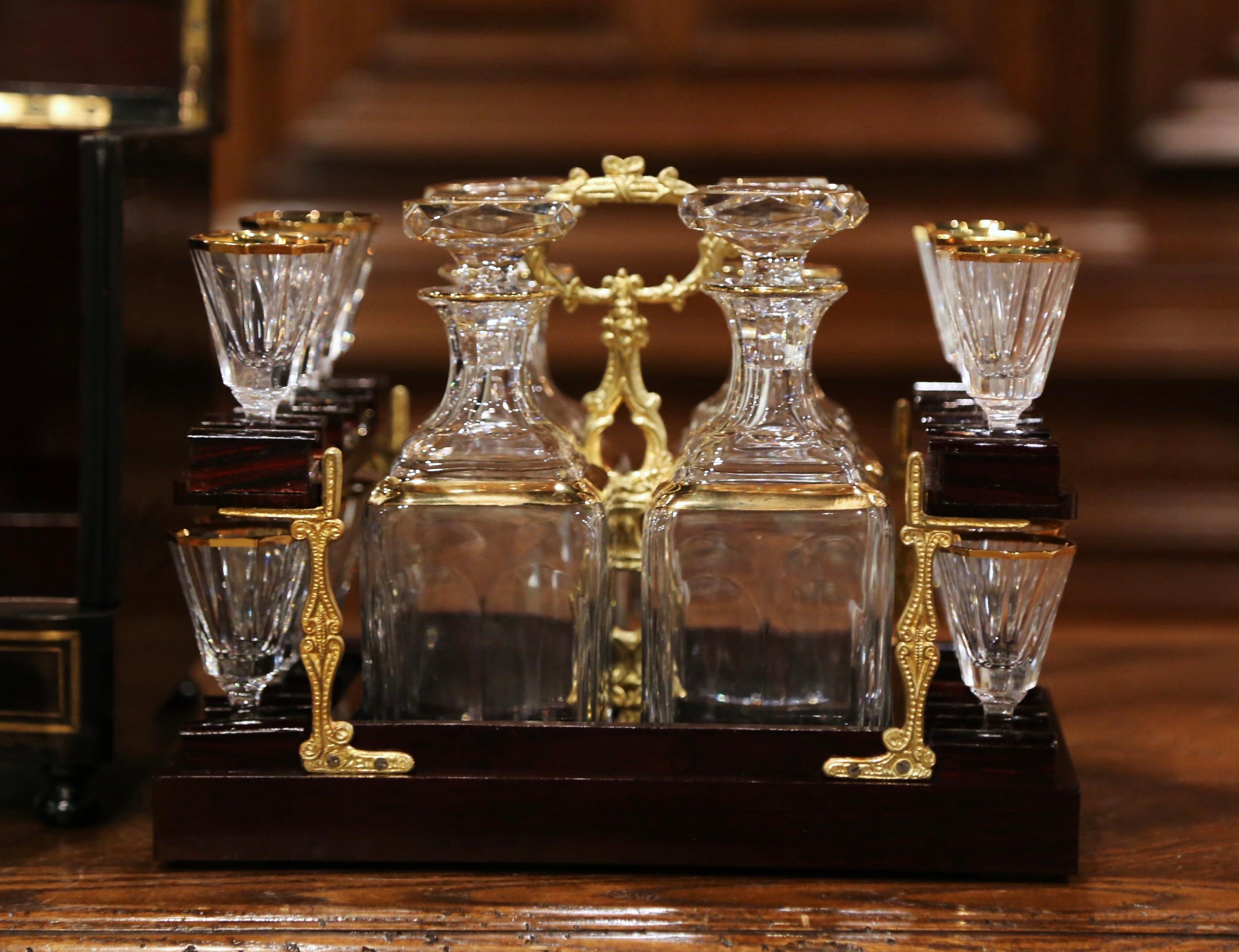 19th Century French Napoleon III Mahogany and Bronze Inlaid Liquor Box 7