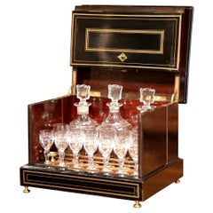 Used 19th Century French Napoleon III Mahogany and Bronze Inlay Liquor Box