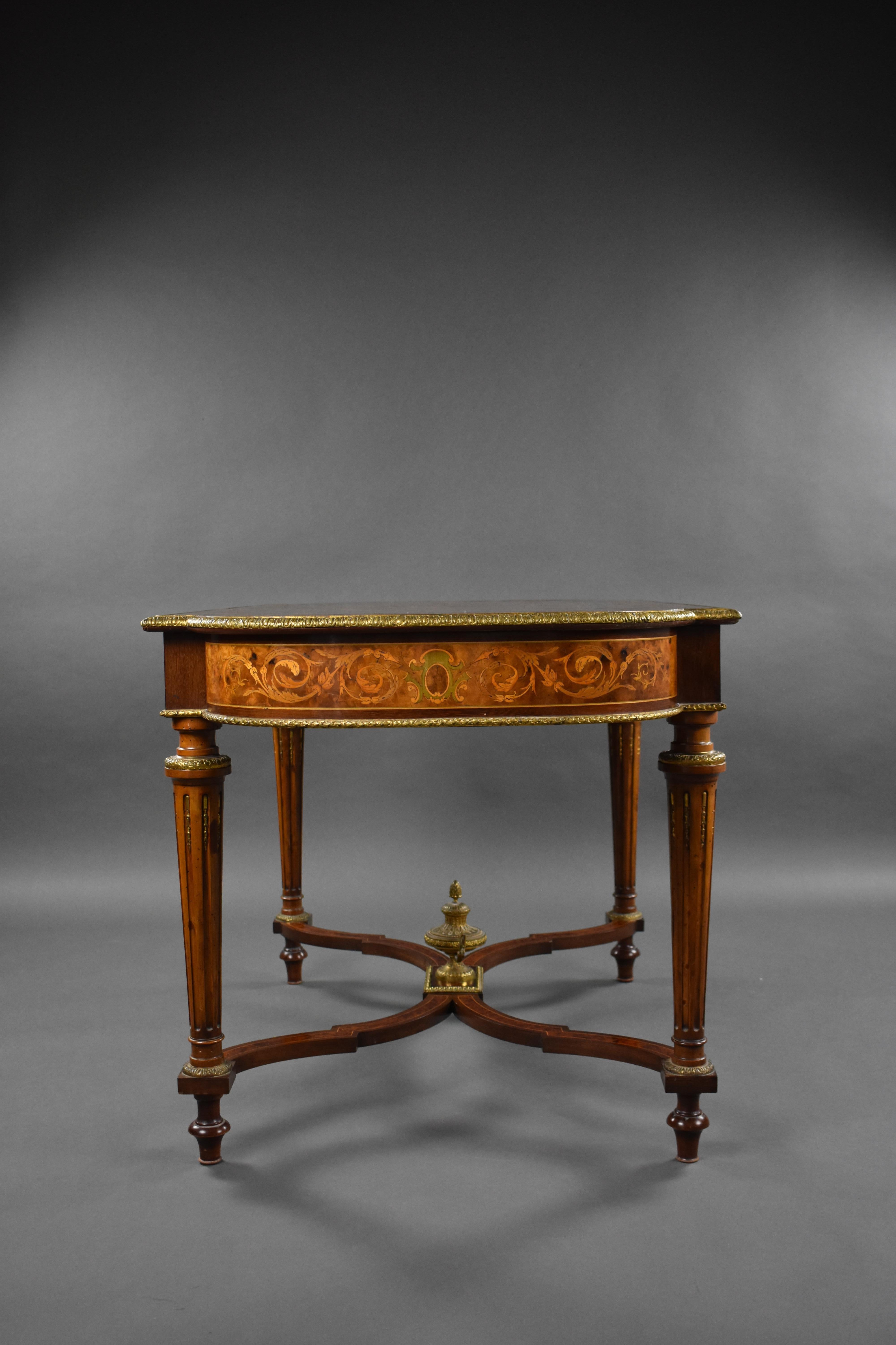 19th Century French Napoleon III Marquetry Centre Table For Sale 6