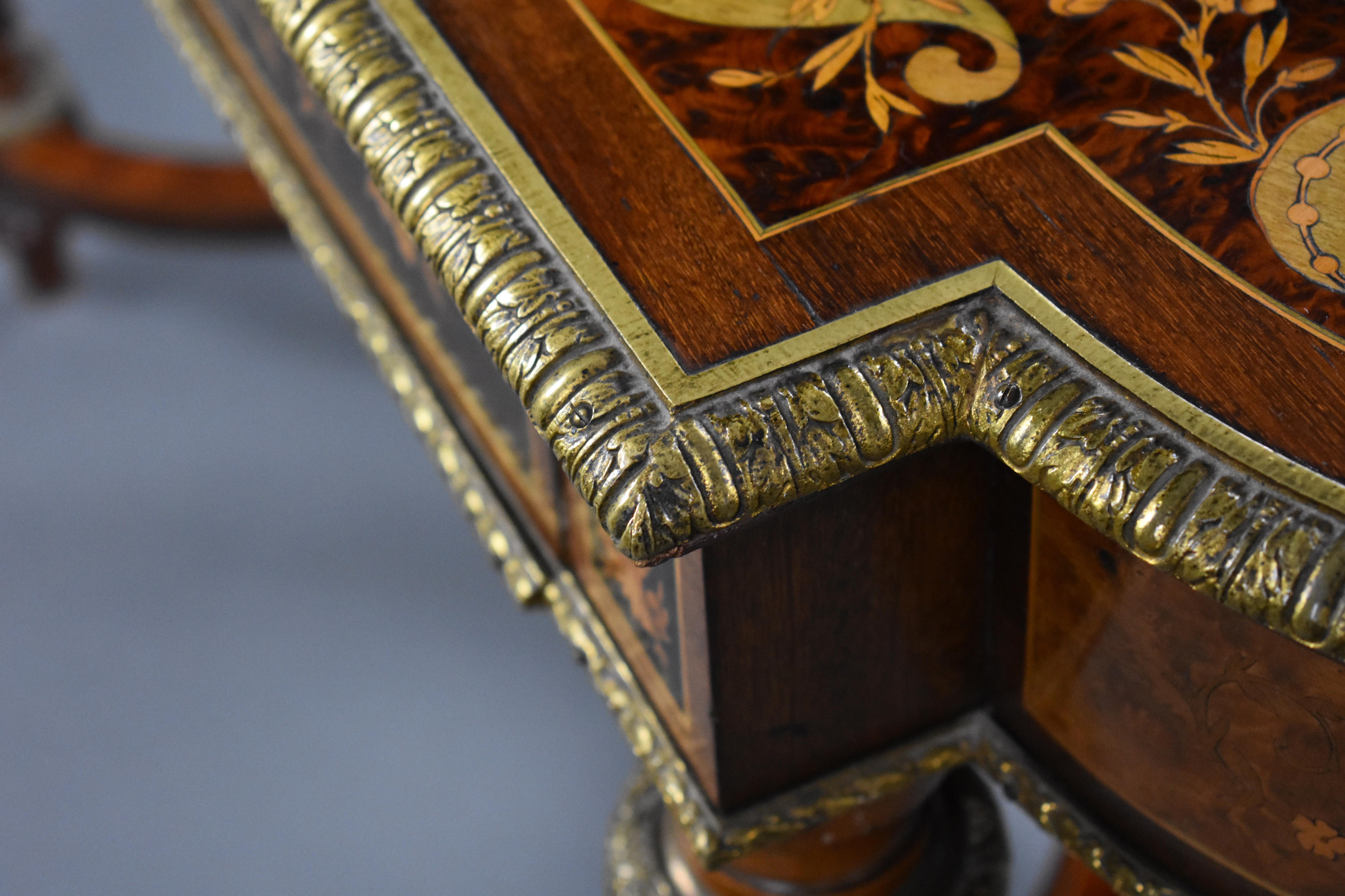 19th Century French Napoleon III Marquetry Centre Table For Sale 12