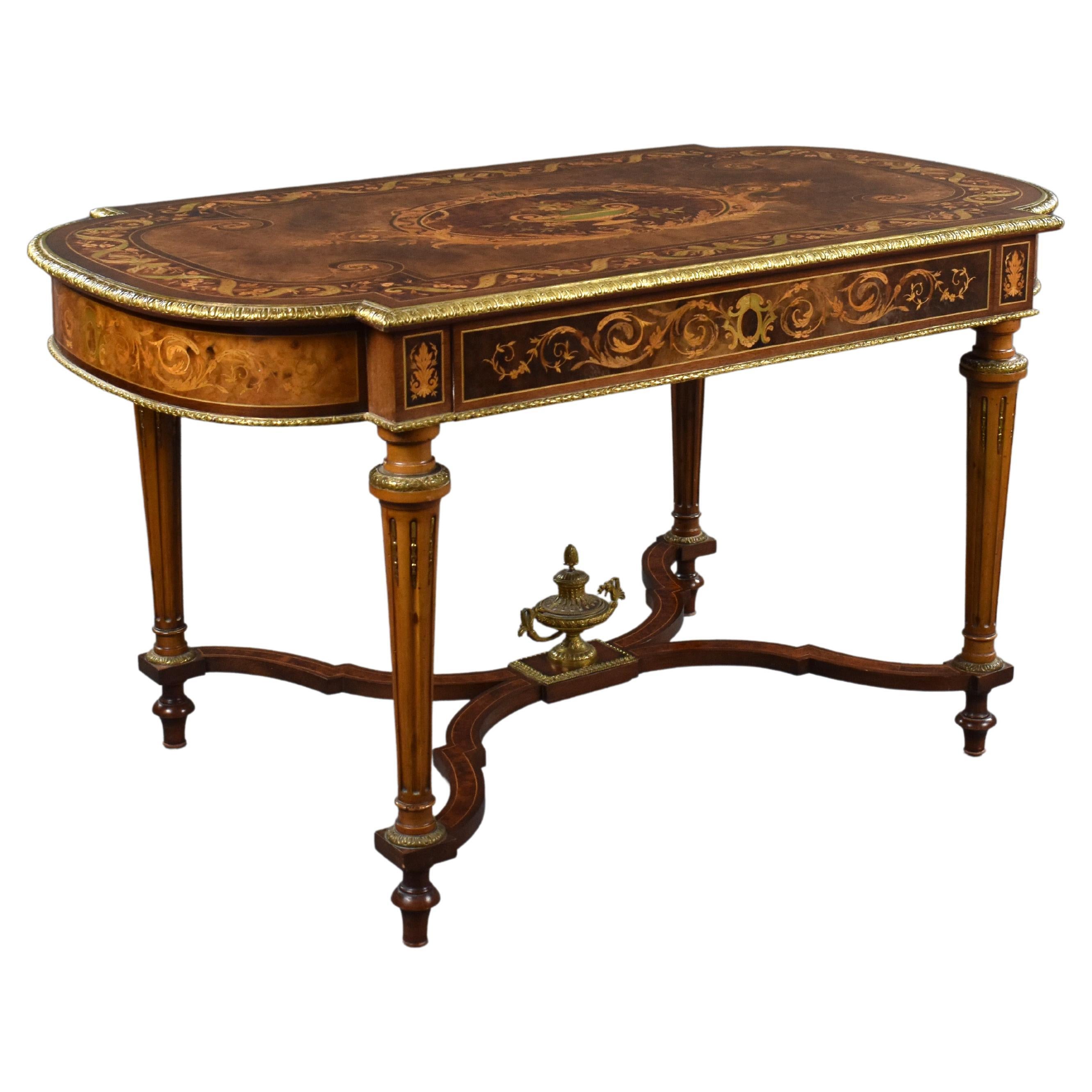 19th Century French Napoleon III Marquetry Centre Table